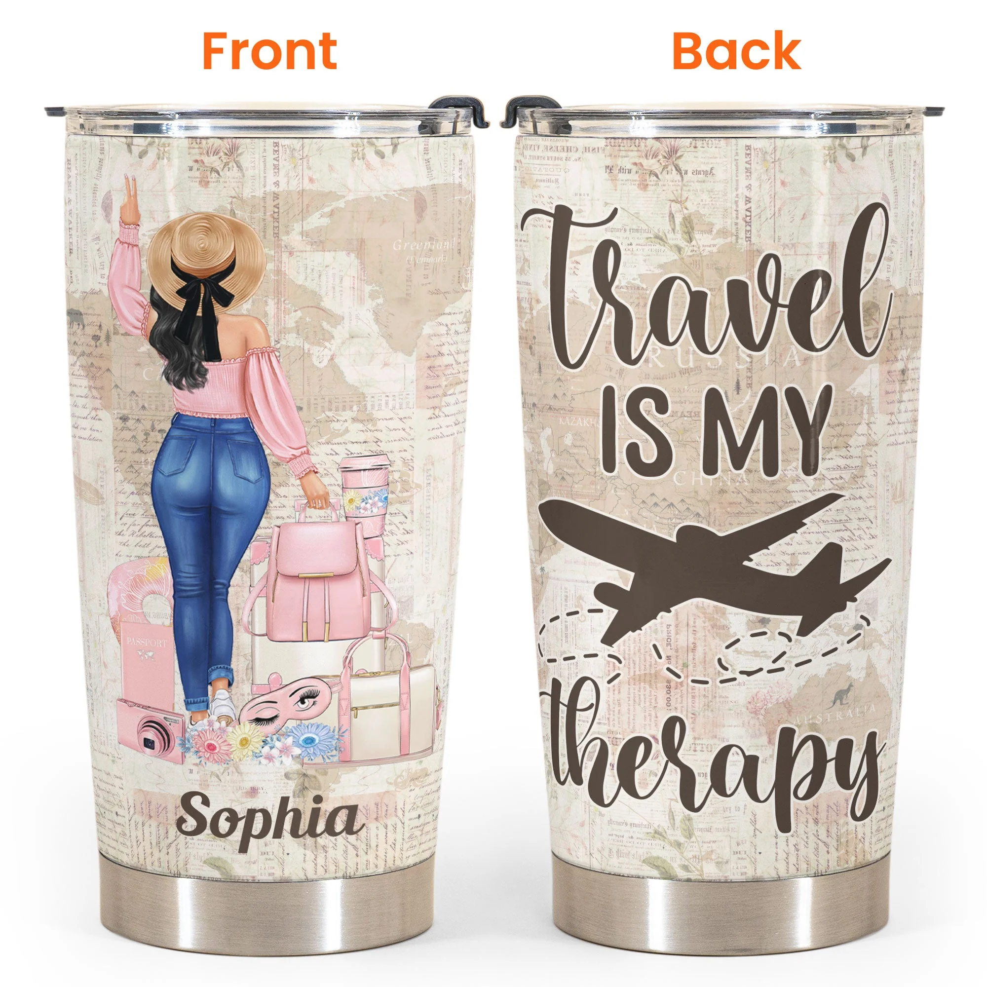 Catch Flights - Personalized Tumbler Cup - Birthday Gift For Travel Girls, Travelers - Image 4