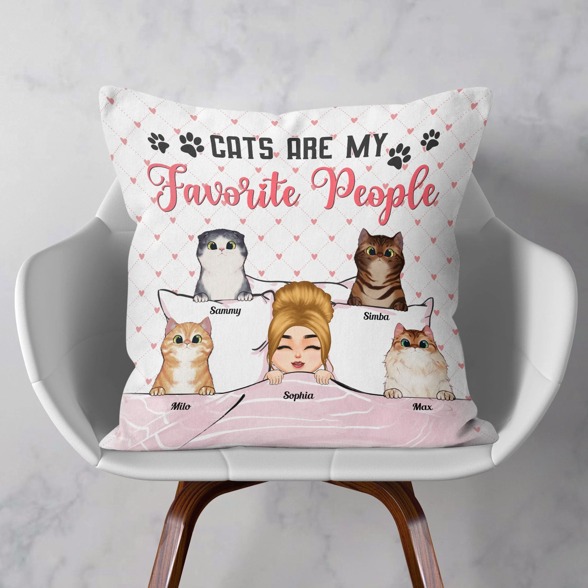 Cats Are My Favorite People - Personalized Pillow (Insert Included) - Birthday, Loving Gift For Cat Mom, Cat Lover - Image 2