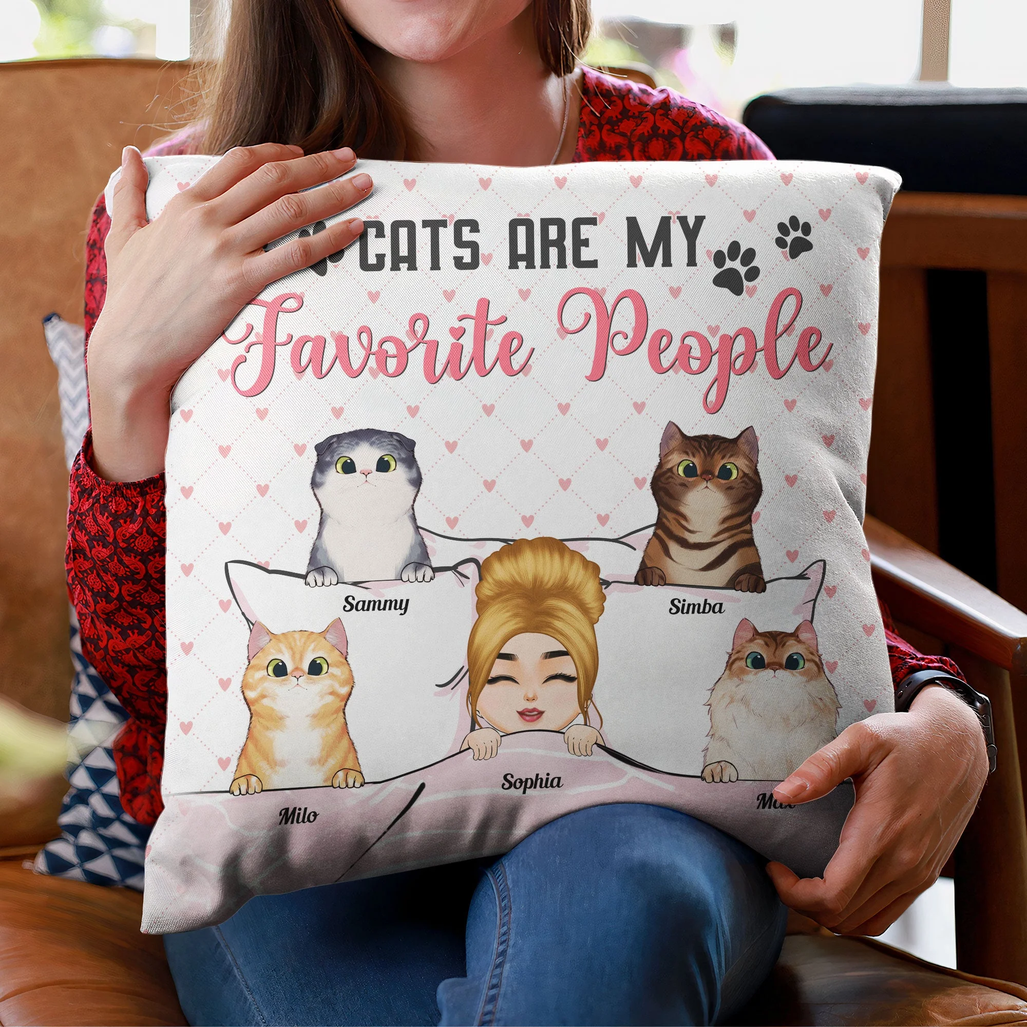 Cats Are My Favorite People - Personalized Pillow (Insert Included) - Birthday, Loving Gift For Cat Mom, Cat Lover - Image 3