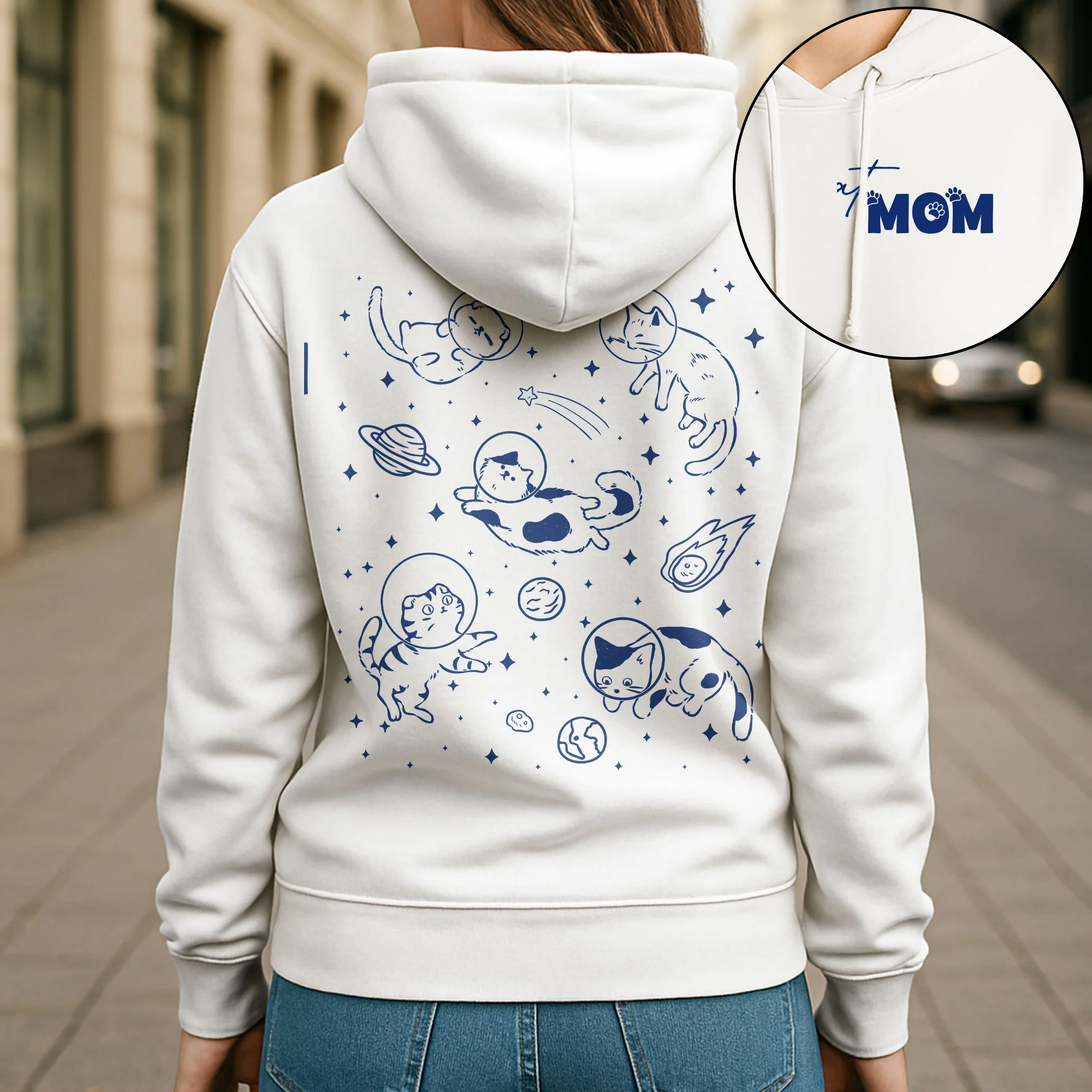 Cats In Space - Funny Gift For Cat Mom - Personalized Hoodie - Image 3