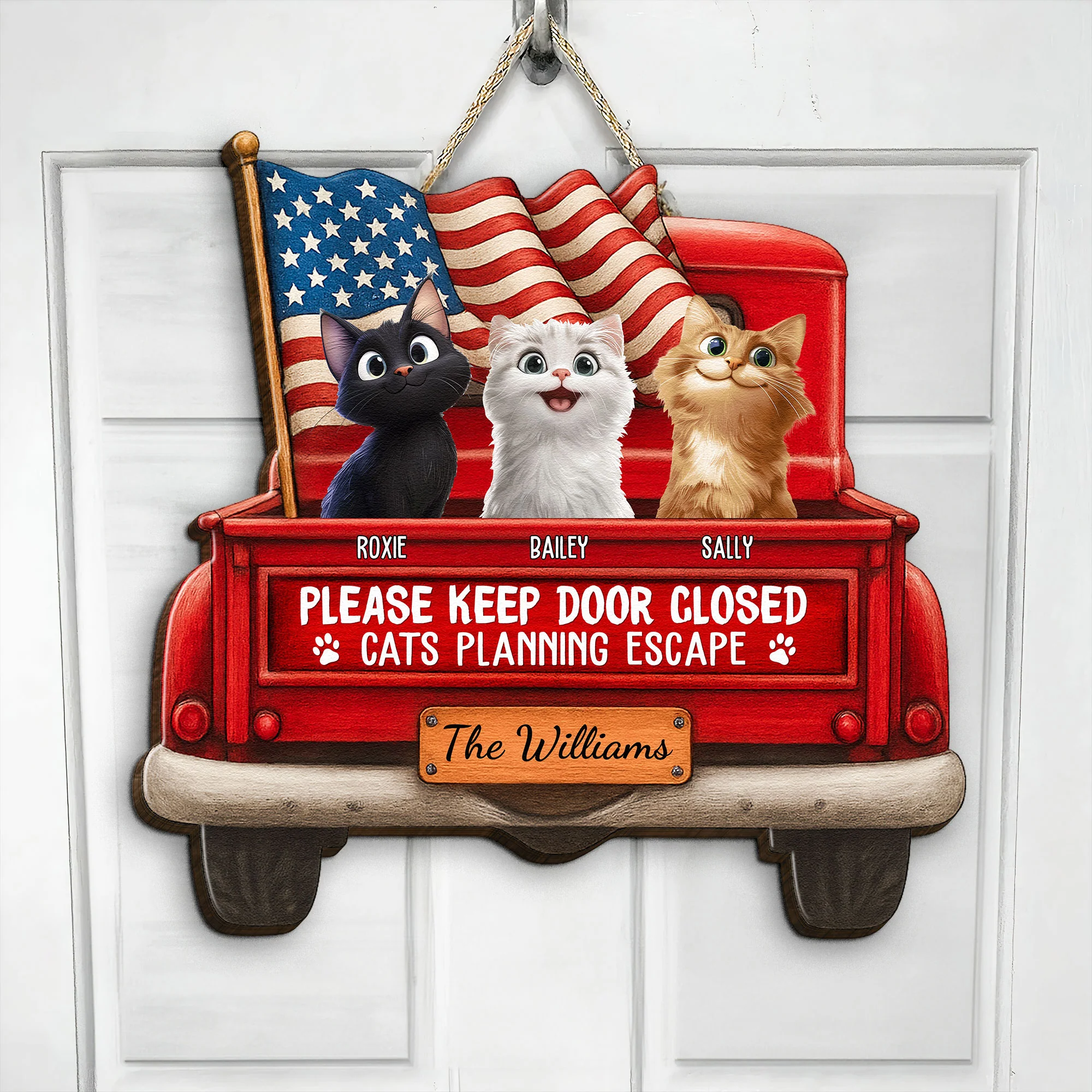 Cats Planning Escape - New Style - Personalized Wood Sign - Image 3