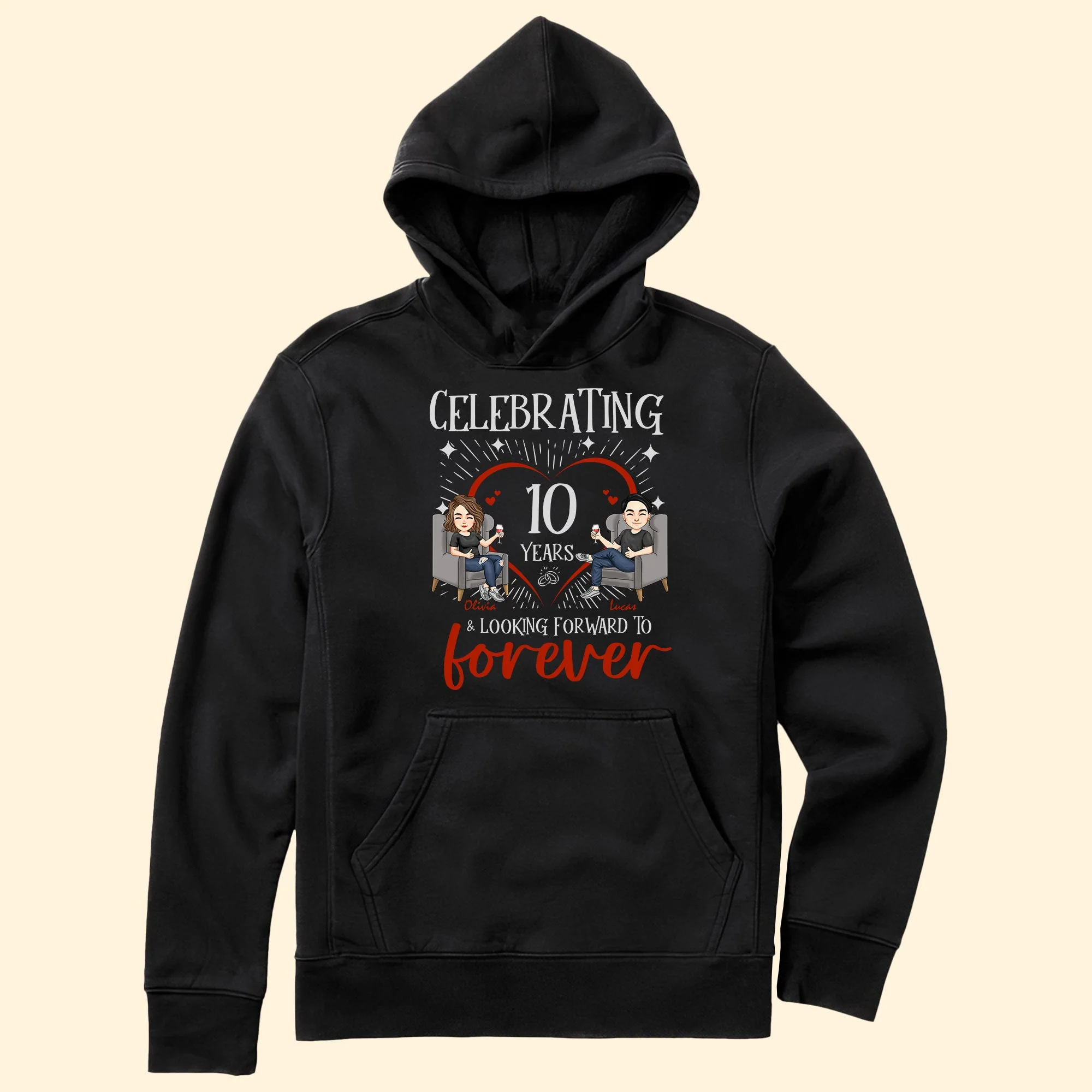 Celebrating & Looking Forward To Forever - Personalized Matching Couple Shirts - Image 3