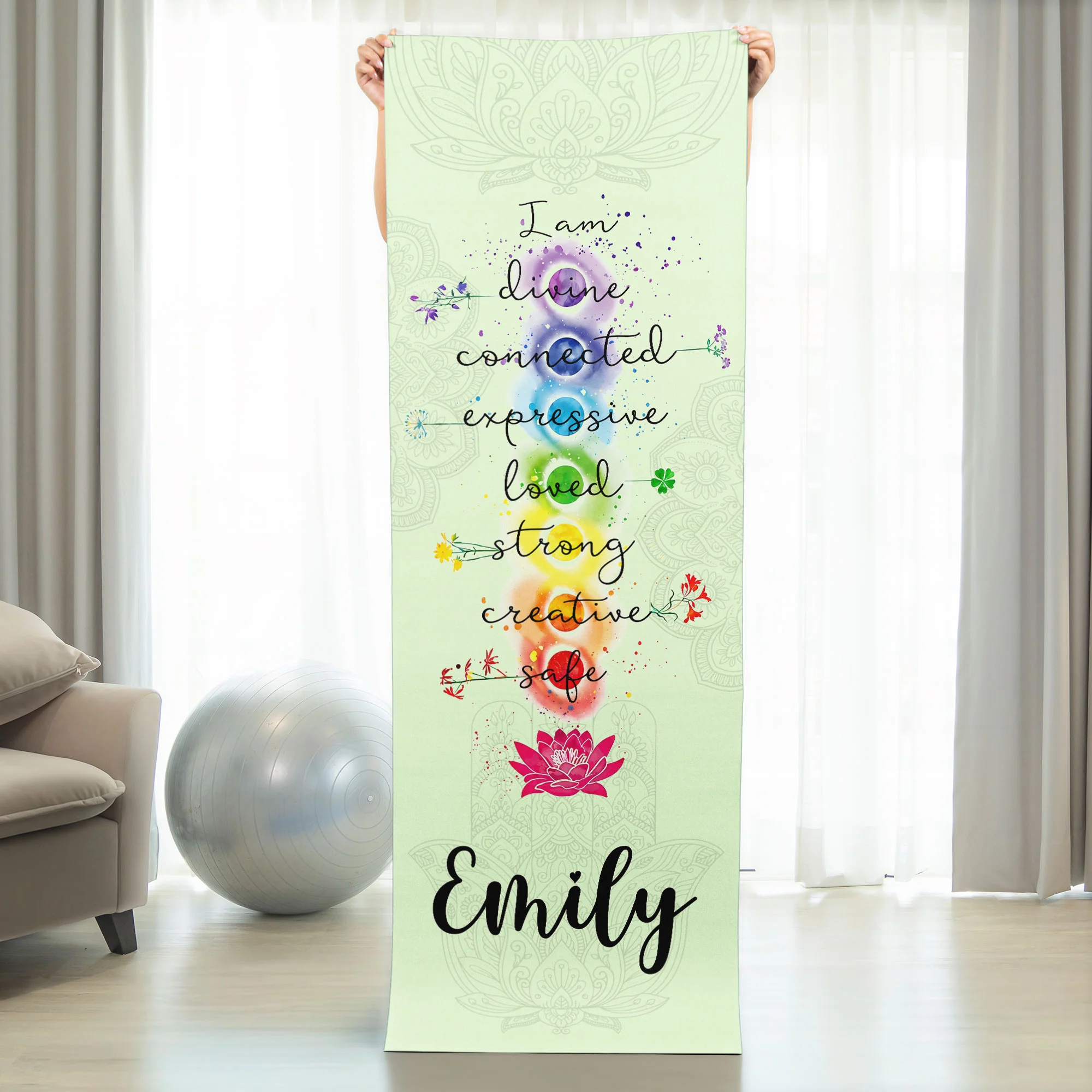 Chaka Meditation Gift For Yoga Lover - Personalized Yoga Mat - Image 2