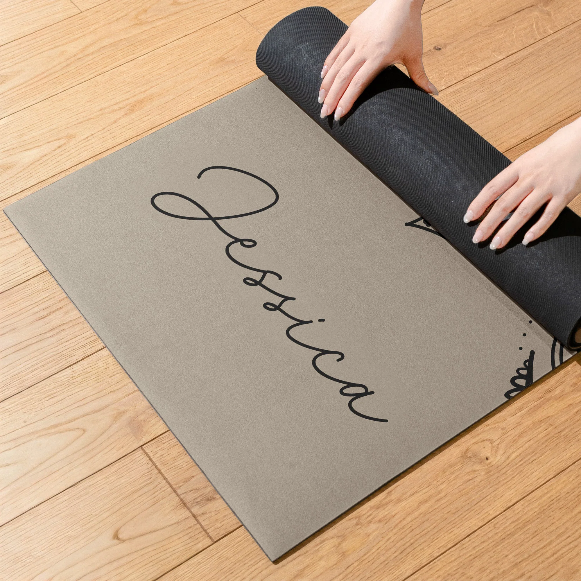 Chakra, Hamsa, Lotus, Moon Phase Custom Name For Yoga Lover - Personalized Yoga Mat - Image 5