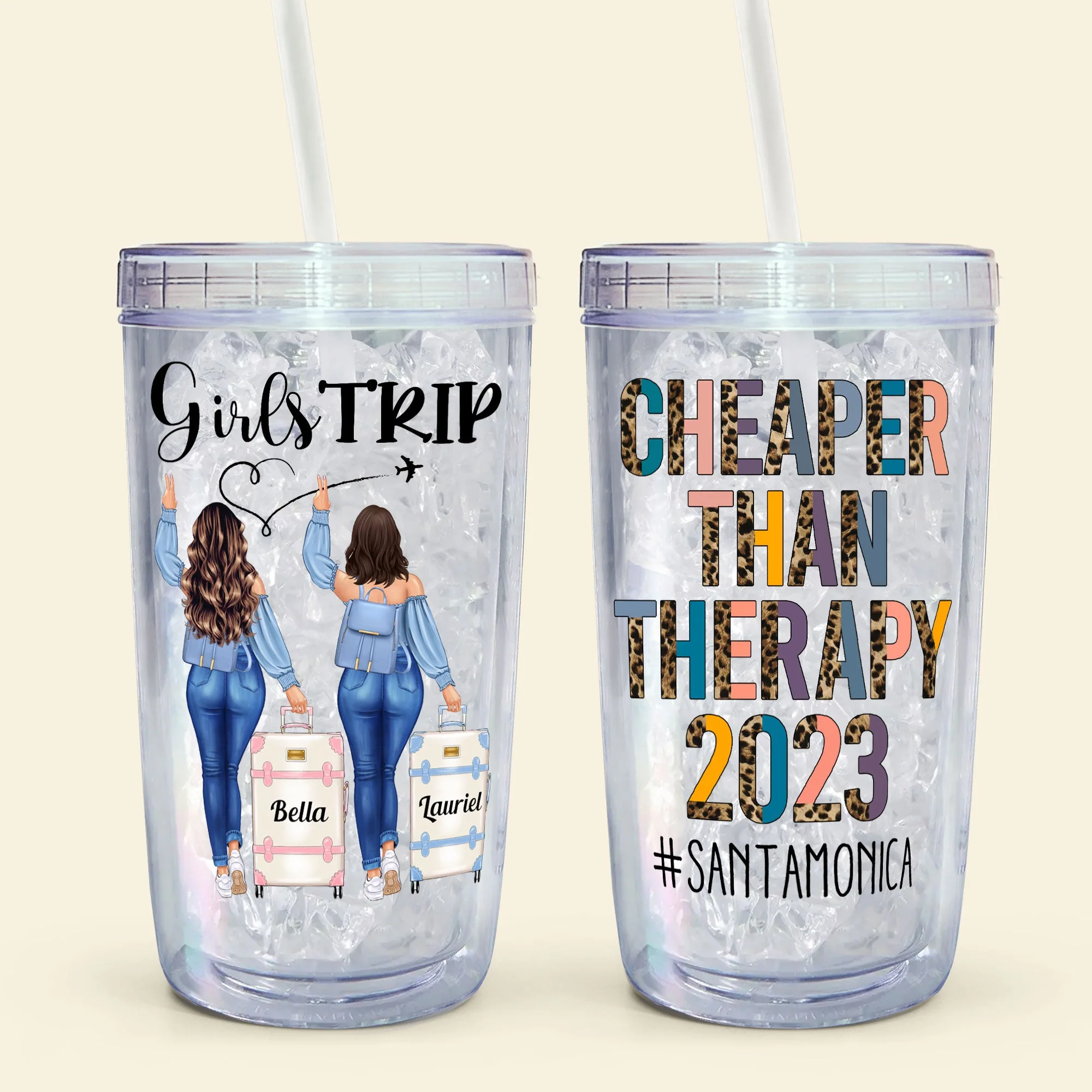 Cheaper Than Therapy - Personalized Acrylic Tumbler With Straw - Image 6