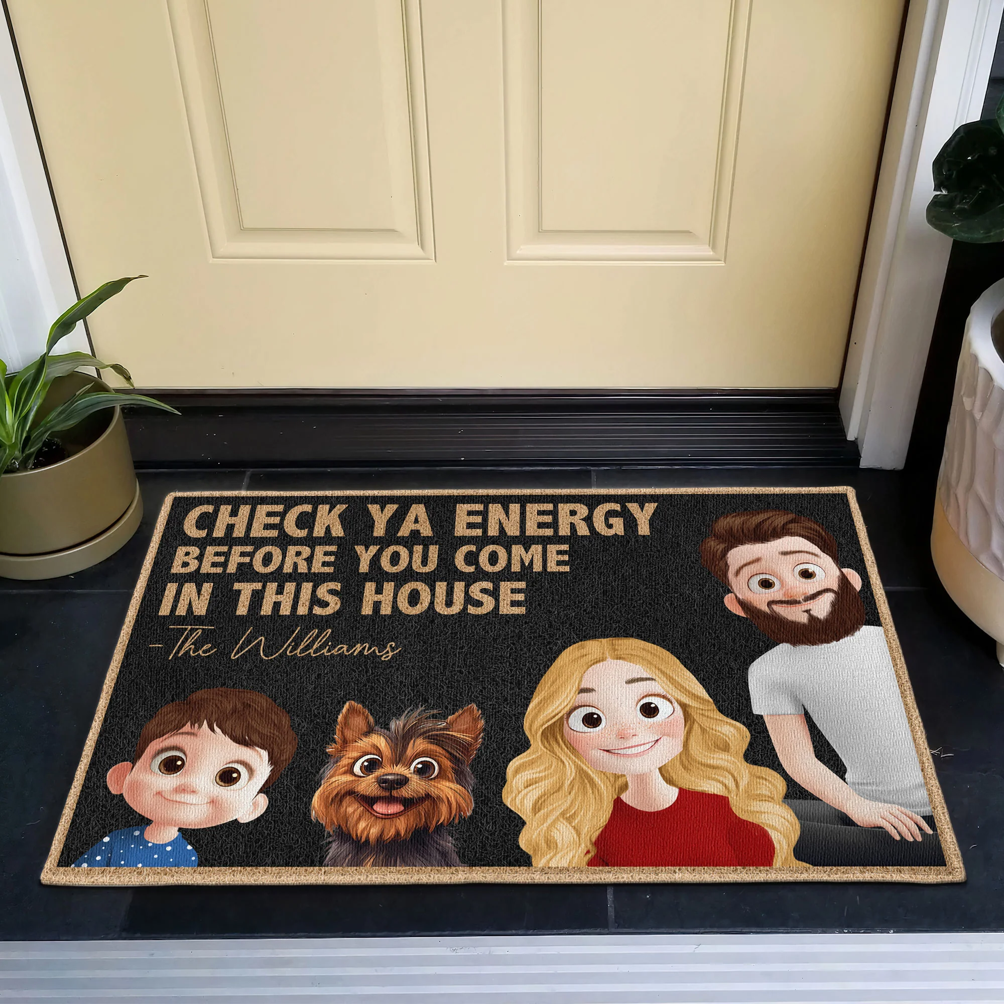 Check Ya Energy - 3D Family Version - Personalized Doormat - Image 3