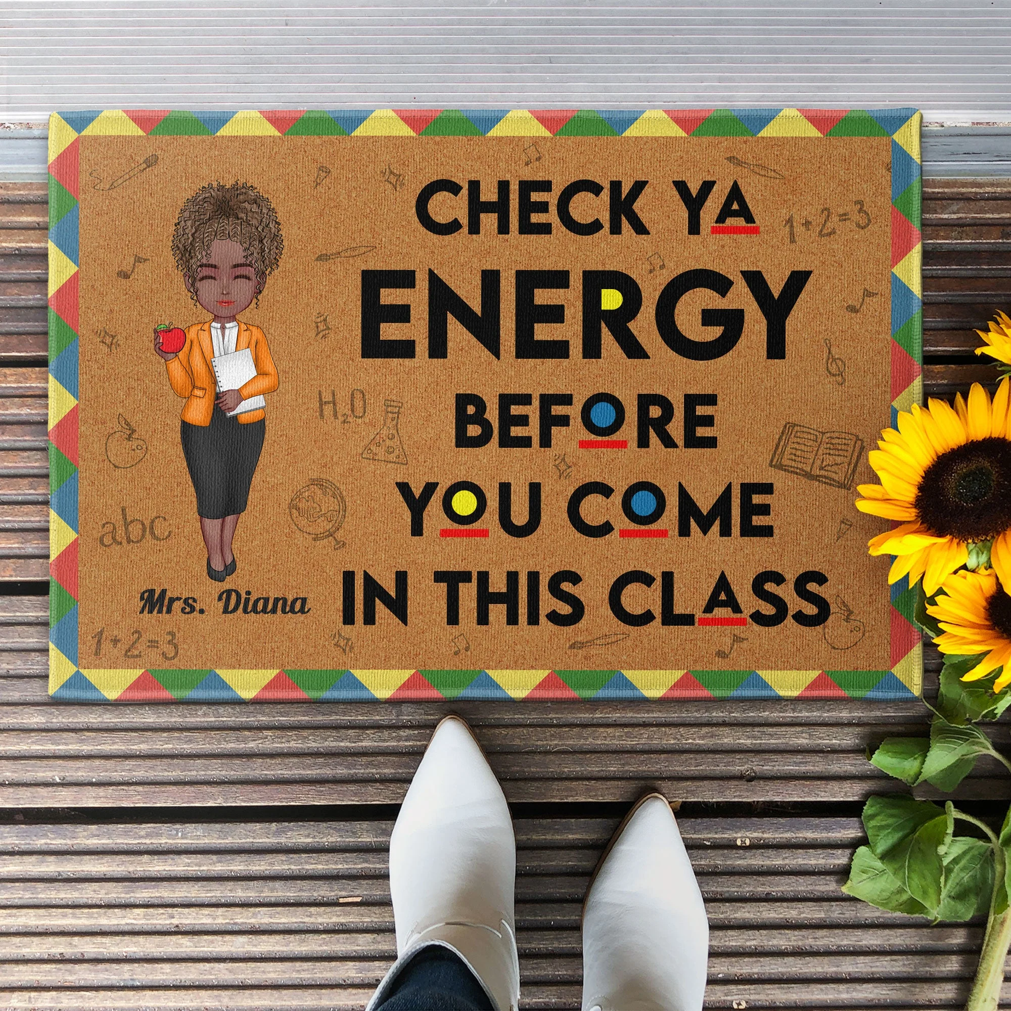 Check Ya Energy Before You Come In This Class - Personalized Doormat - Image 2