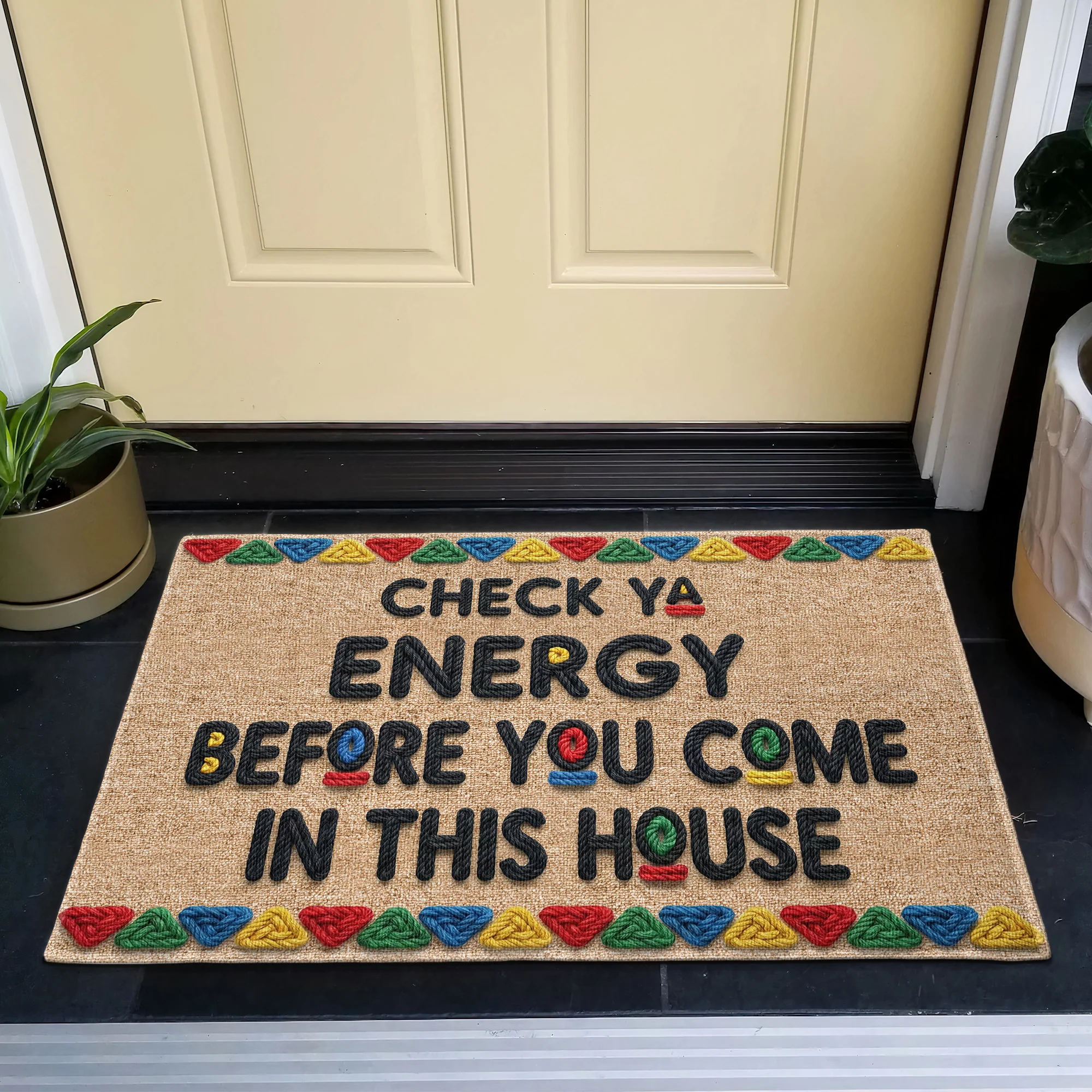 Check Ya Energy Before You Come In This House - Personalized Doormat - Image 2