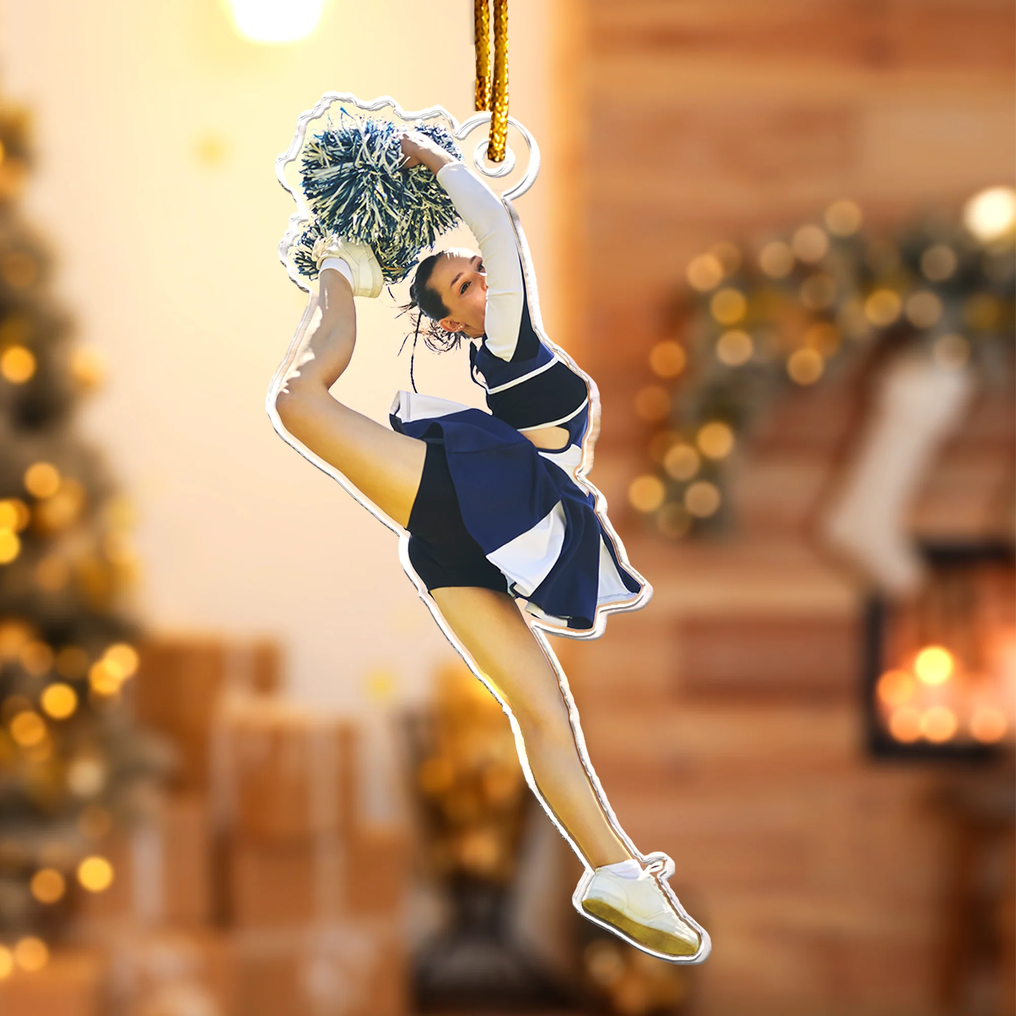 Cheerleader Ornament Cheerleading Christmas Decor - Personalized Acrylic Photo Ornament - Image 4