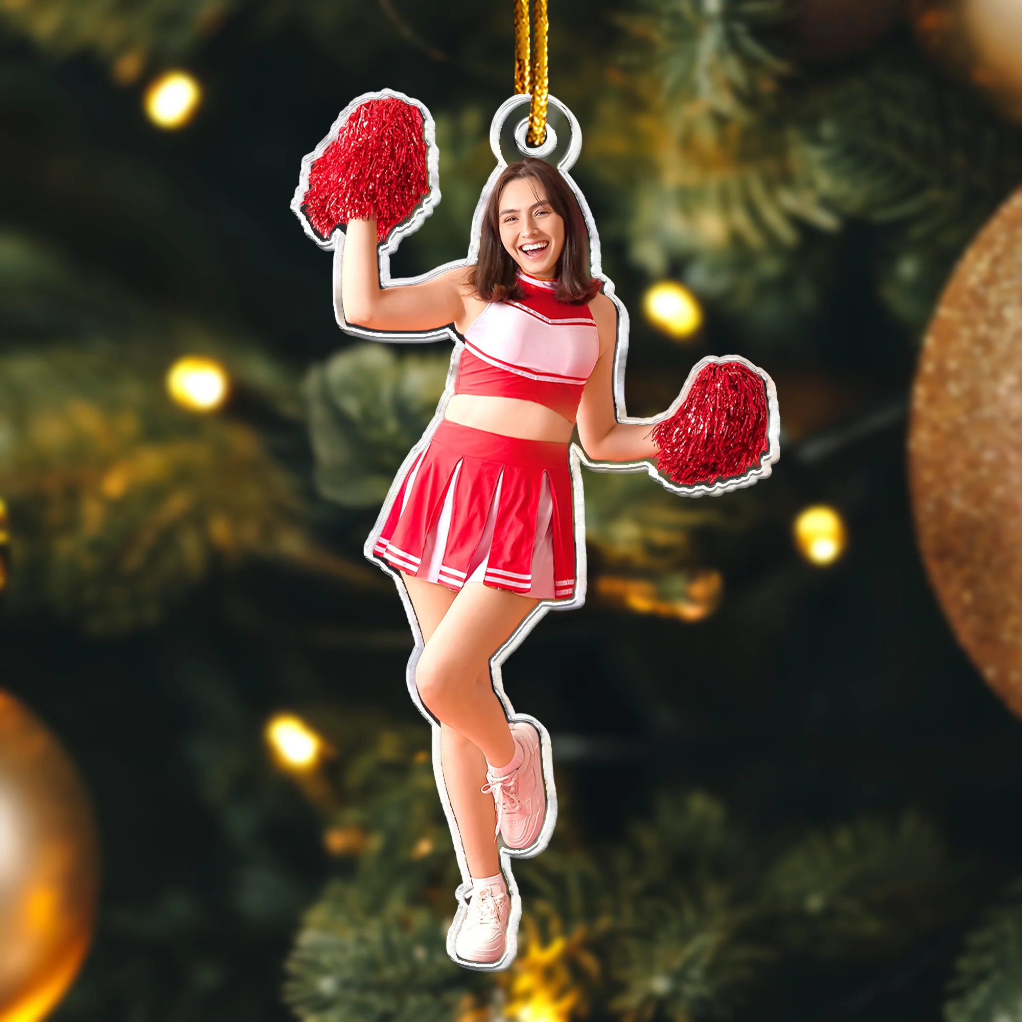 Cheerleader Ornament Cheerleading Christmas Decor - Personalized Acrylic Photo Ornament - Image 5