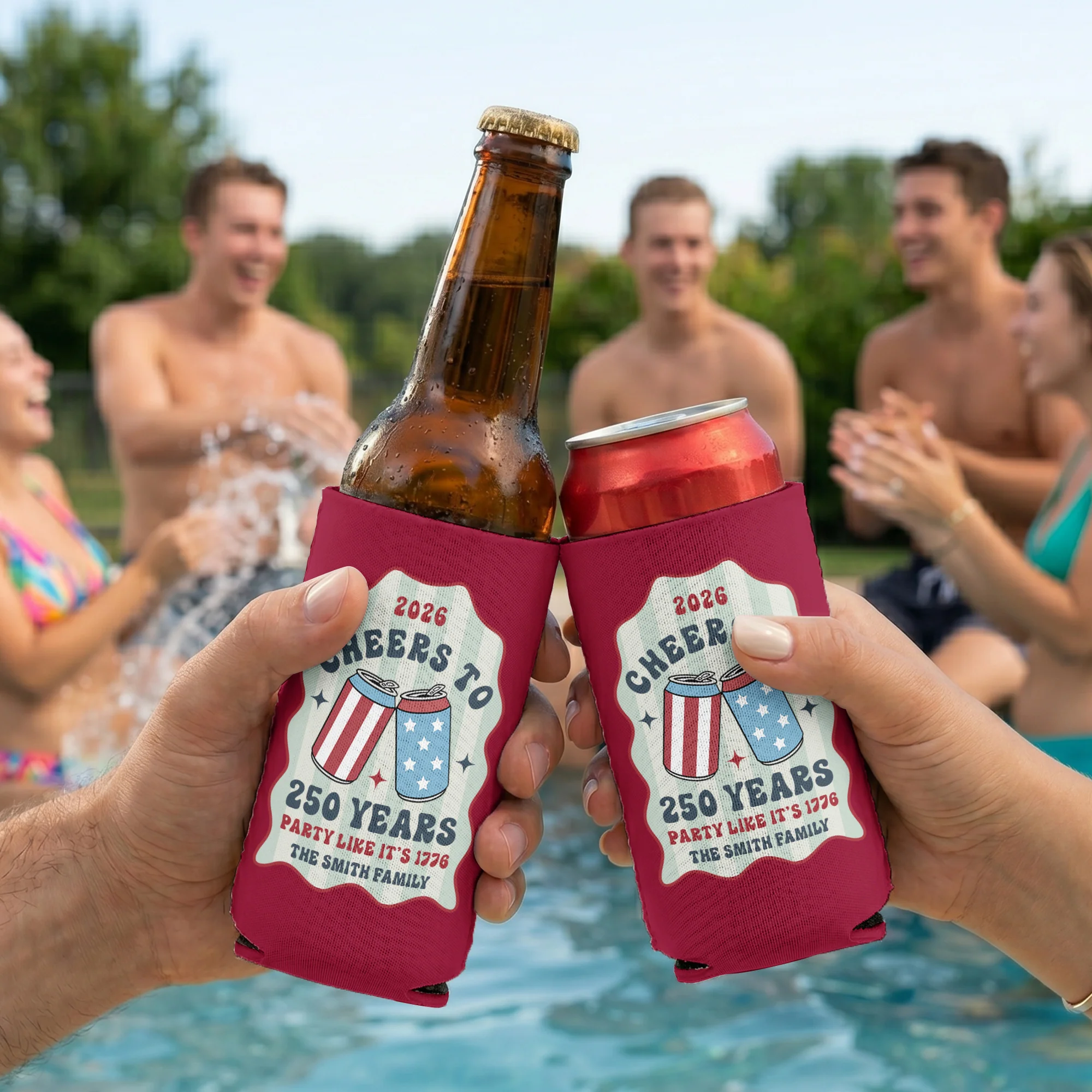 Cheers To 250 Years Party Like It's 1776 - Personalized Can Cooler - Image 4