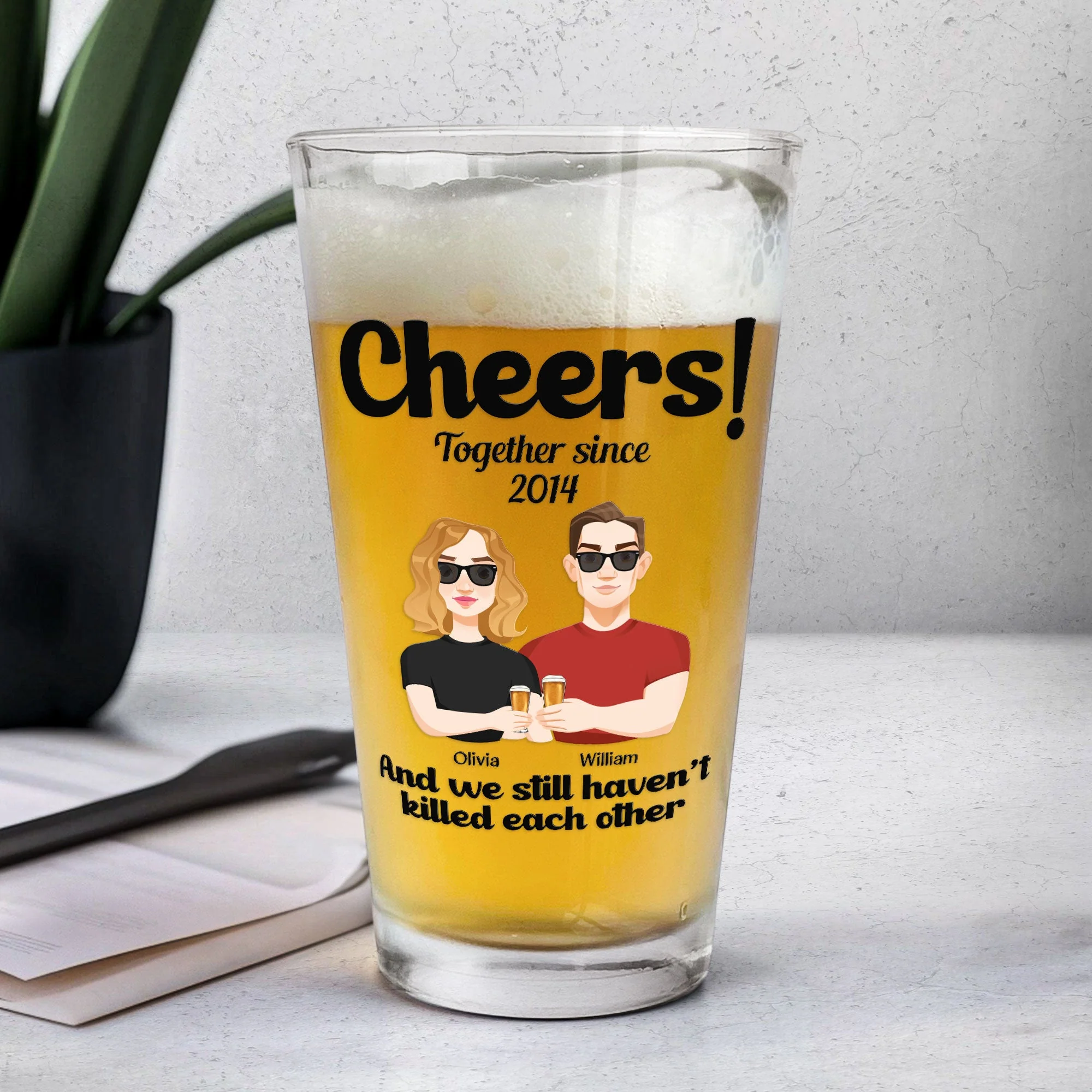 Cheers! Together Since - Personalized Beer Glass - Image 4