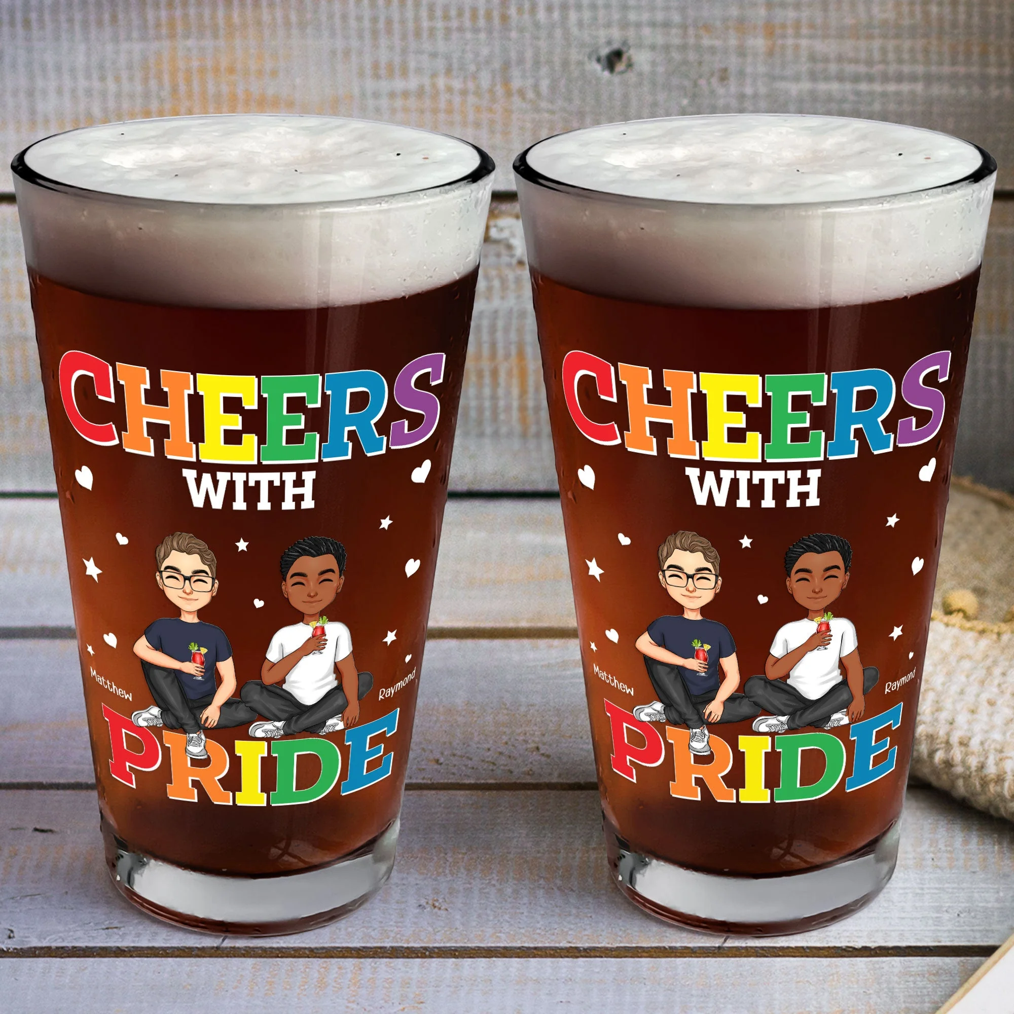 Cheers With Pride Love Is Love - Personalized Beer Glass - Image 3