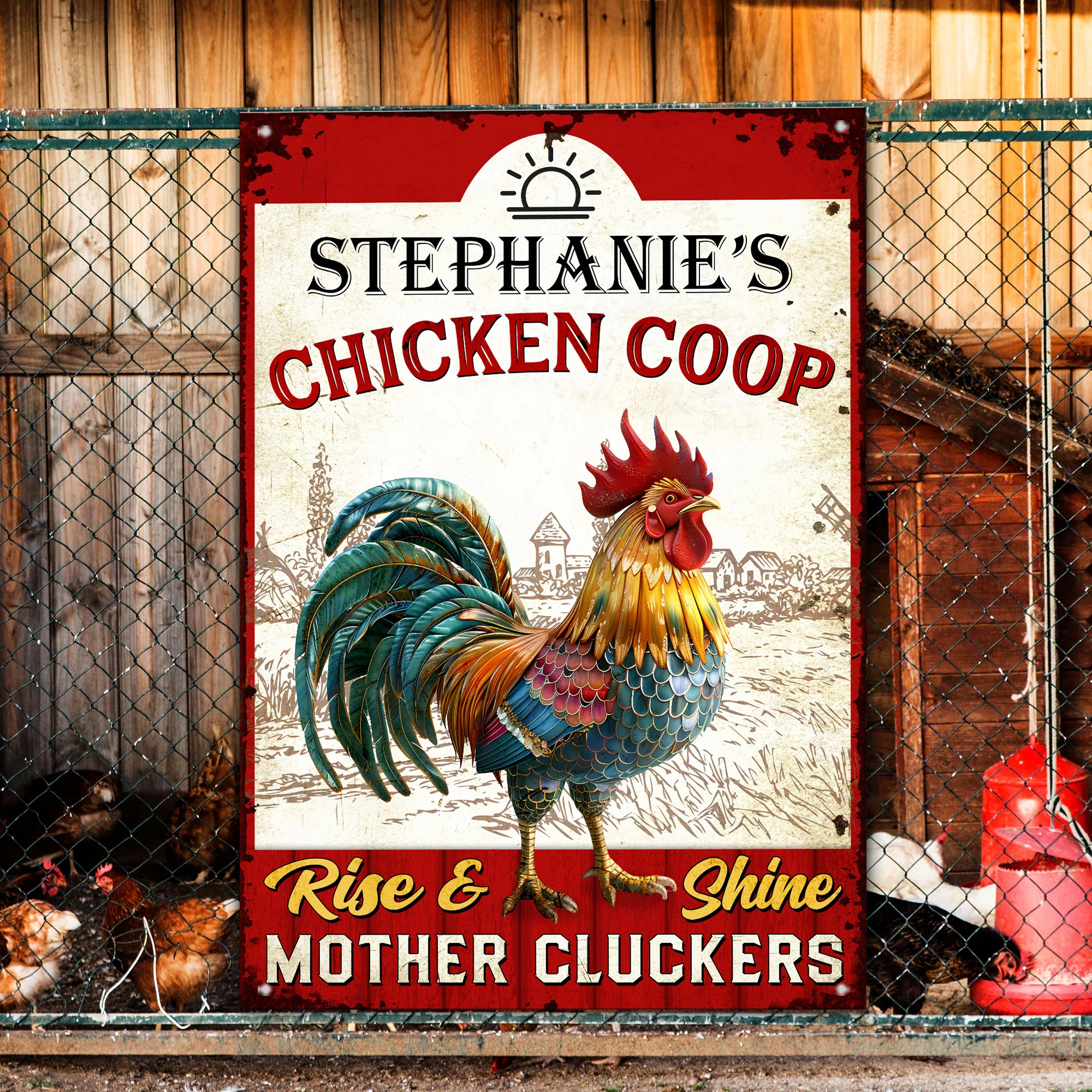Chicken Coop Rise & Shine 3D Print - Personalized Metal Sign - Image 2