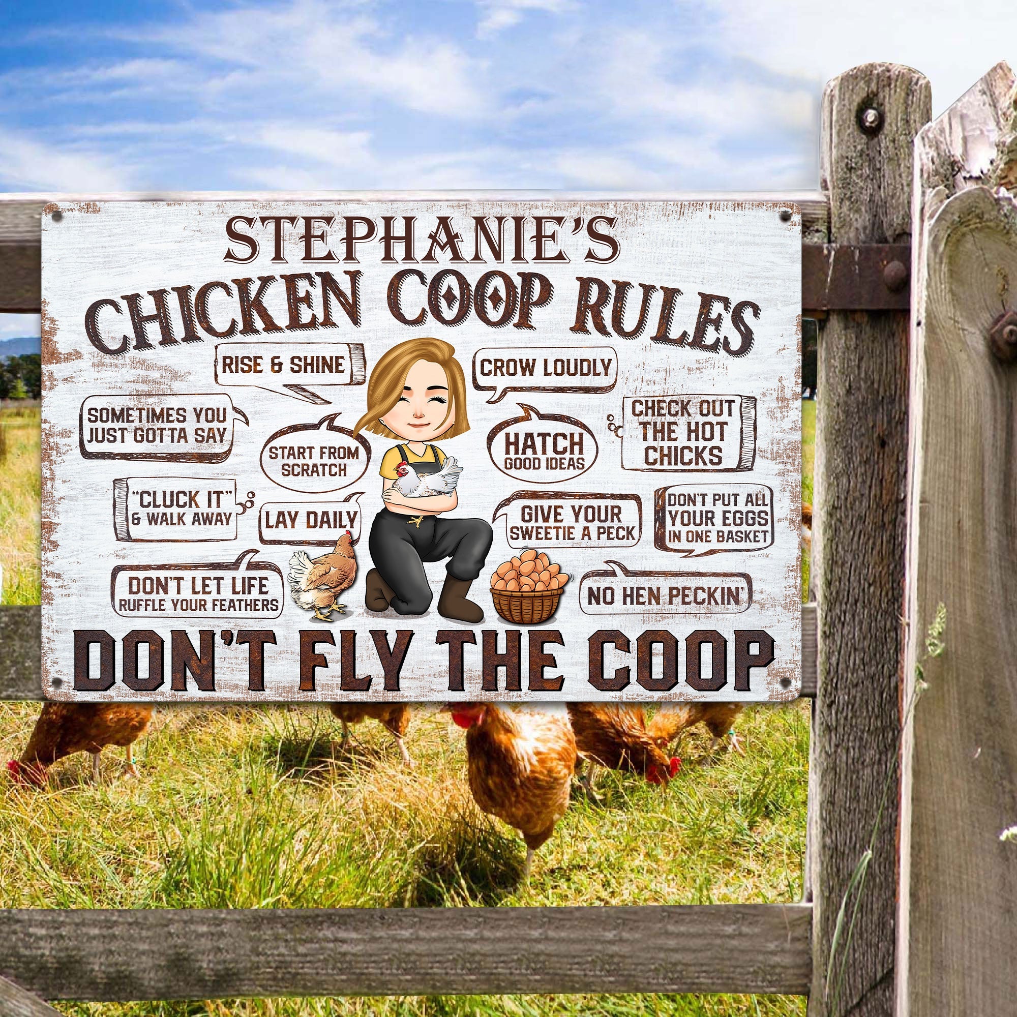 Chicken Coop Rules - Personalized Metal Sign - Image 2
