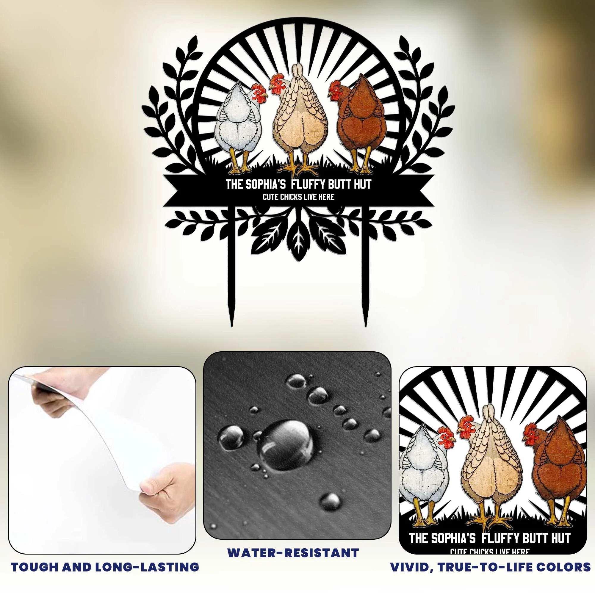 Chicken Sign Fluffy Butt Hut Last One In Is A Rotten Egg - Personalized Garden Stake - Image 7