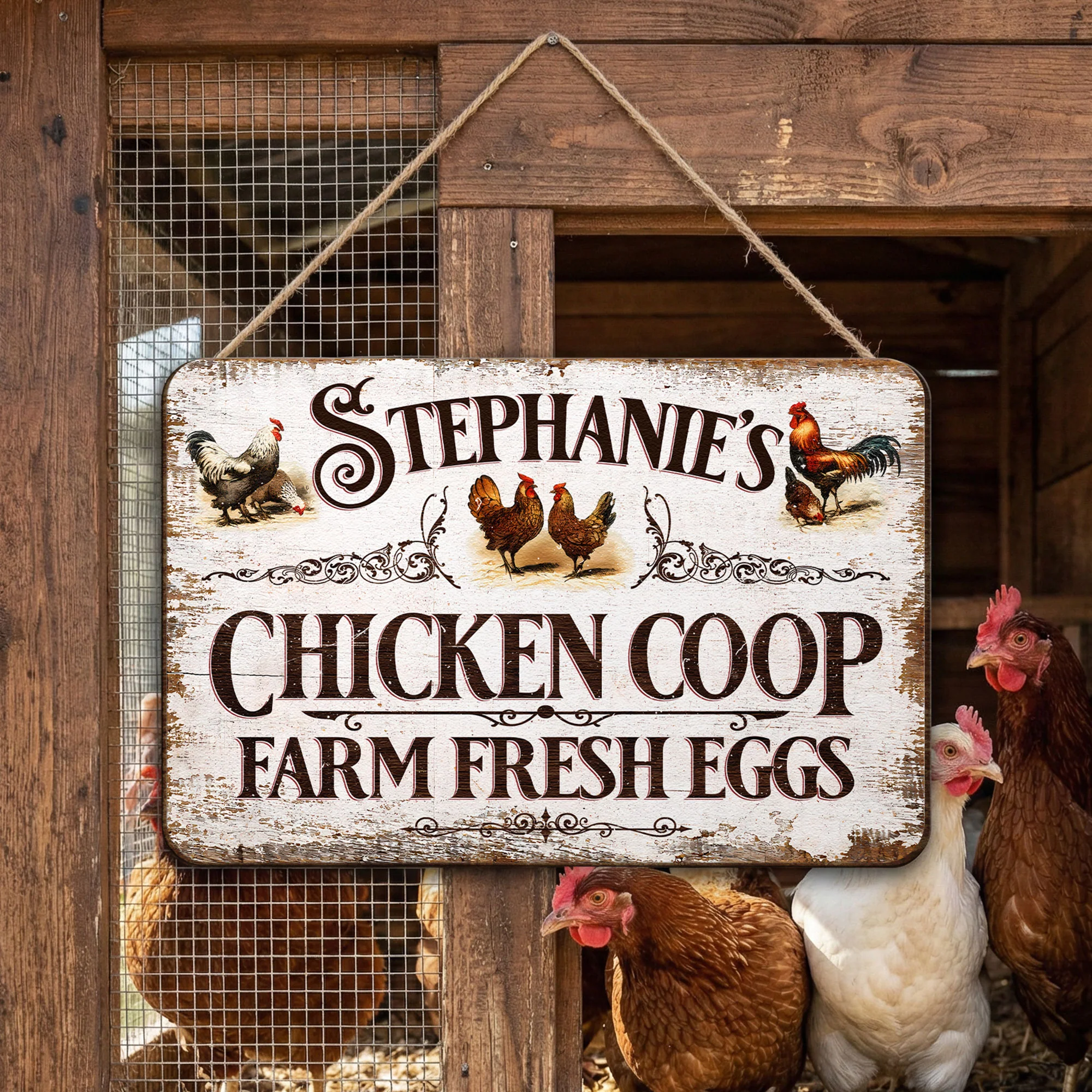 Chicken's Coop Farm Fresh Eggs - Personalized Wood Sign - Image 2