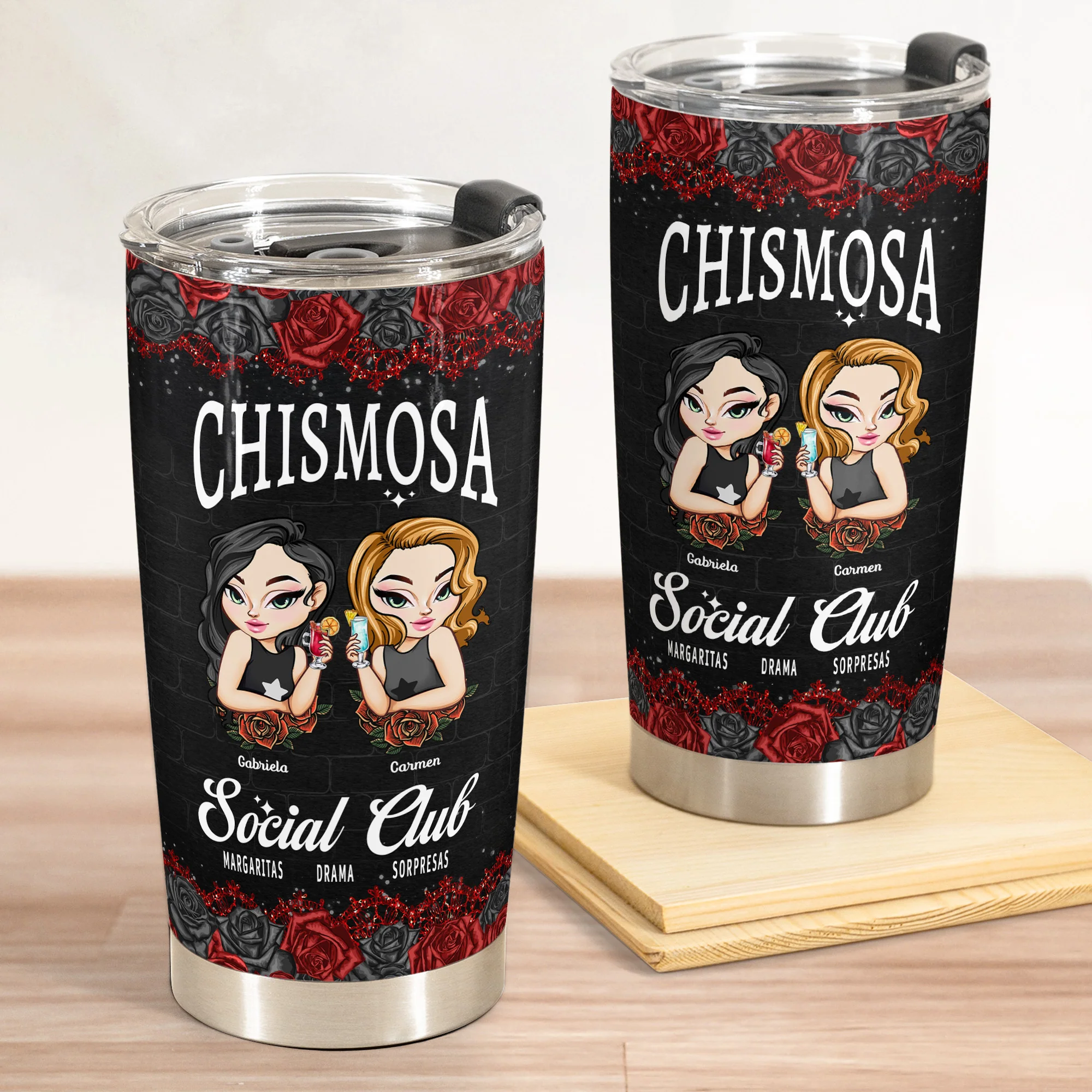Chismosa Social Club Latina Hispanic Latinx Chisme Latinos - Personalized Tumbler Cup - Image 2