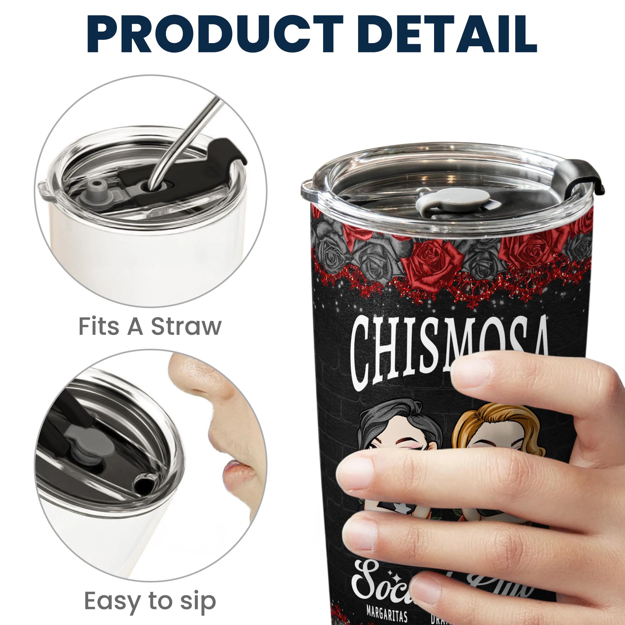 Chismosa Social Club Latina Hispanic Latinx Chisme Latinos - Personalized Tumbler Cup - Image 3