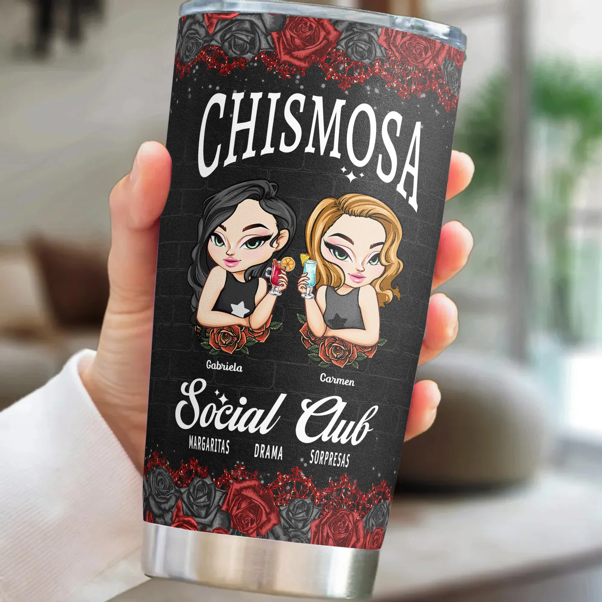 Chismosa Social Club Latina Hispanic Latinx Chisme Latinos - Personalized Tumbler Cup - Image 4