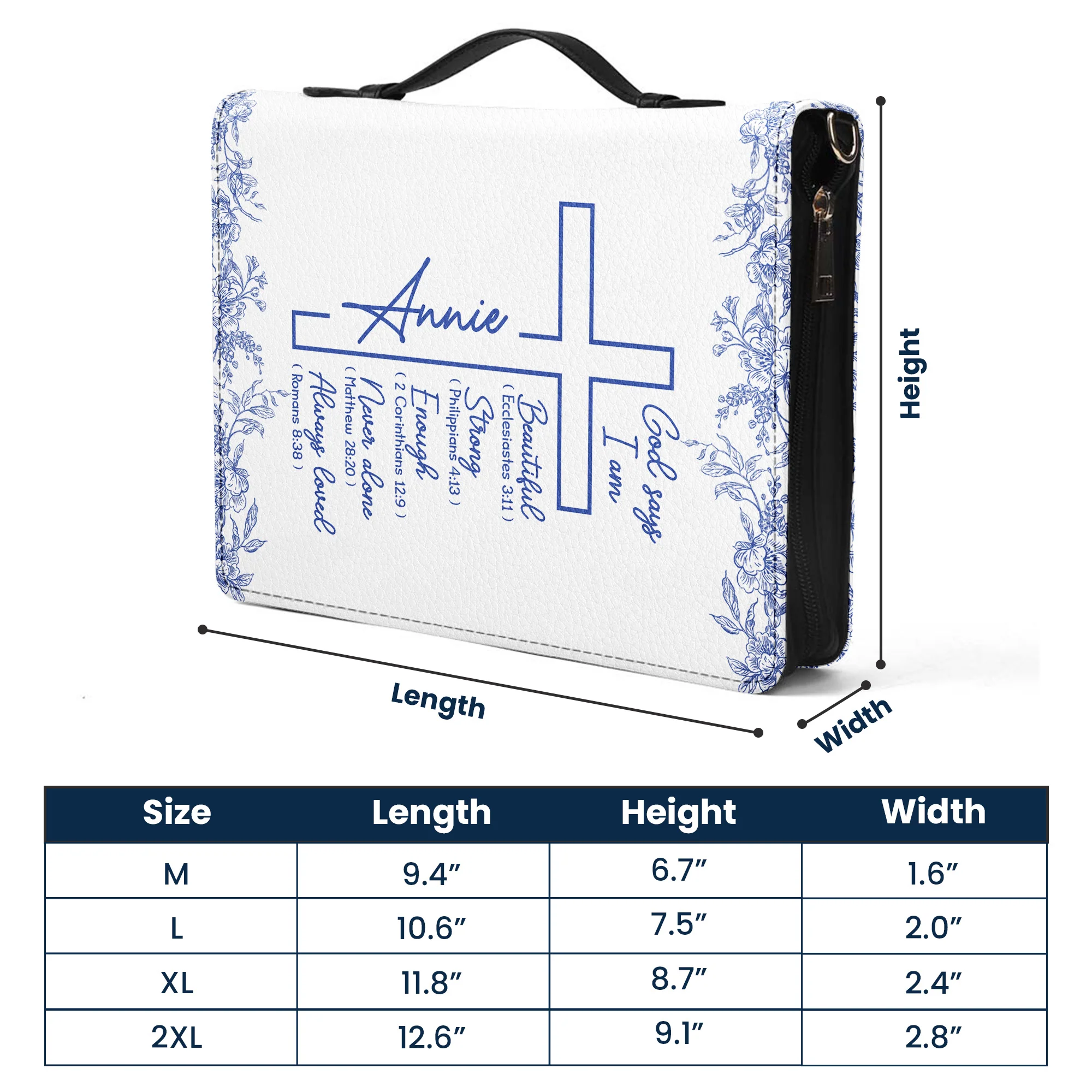 Christ Cross Affirmation Religious Gift For Women Toile De Jouy - Personalized Bible Cover - Image 6