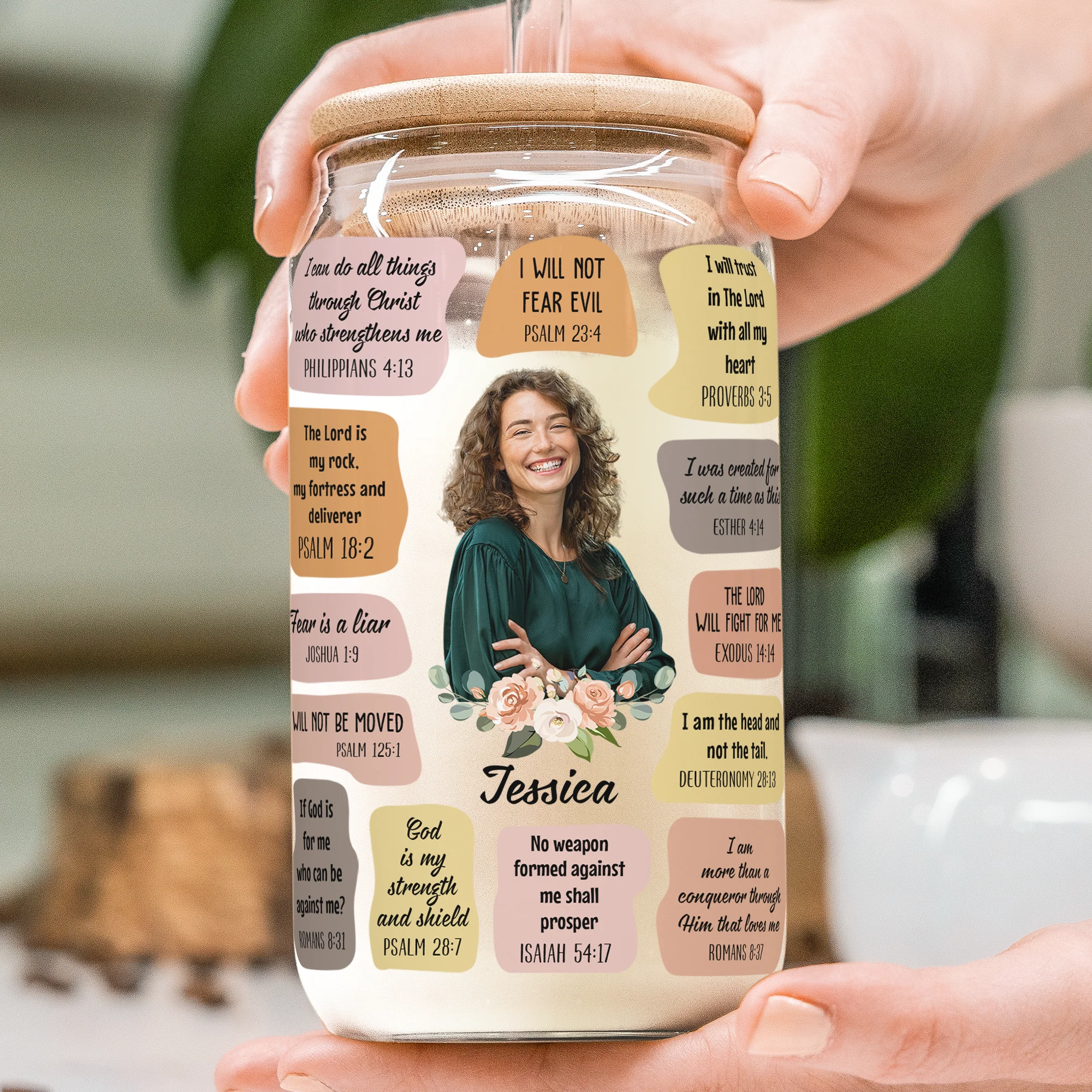 Christian Affirmations For Women Daughter - Personalized Photo Clear Glass Cup - Image 4