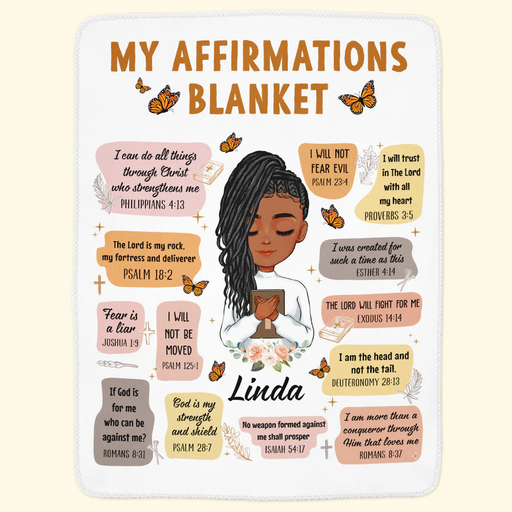 Christian Bible Verse Affirmations - Personalized Blanket - Image 3