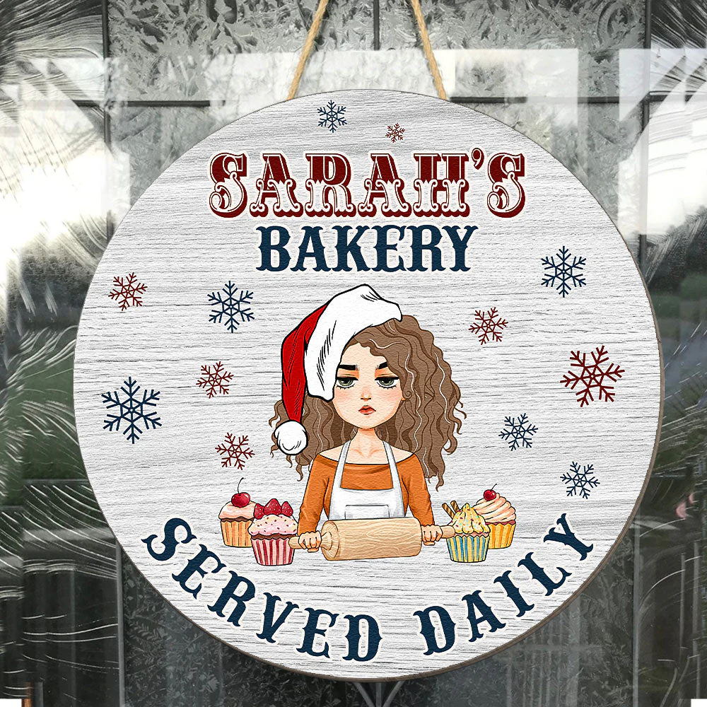 Christmas Bakery Served Daily - Personalized Wood Wreath - Image 4