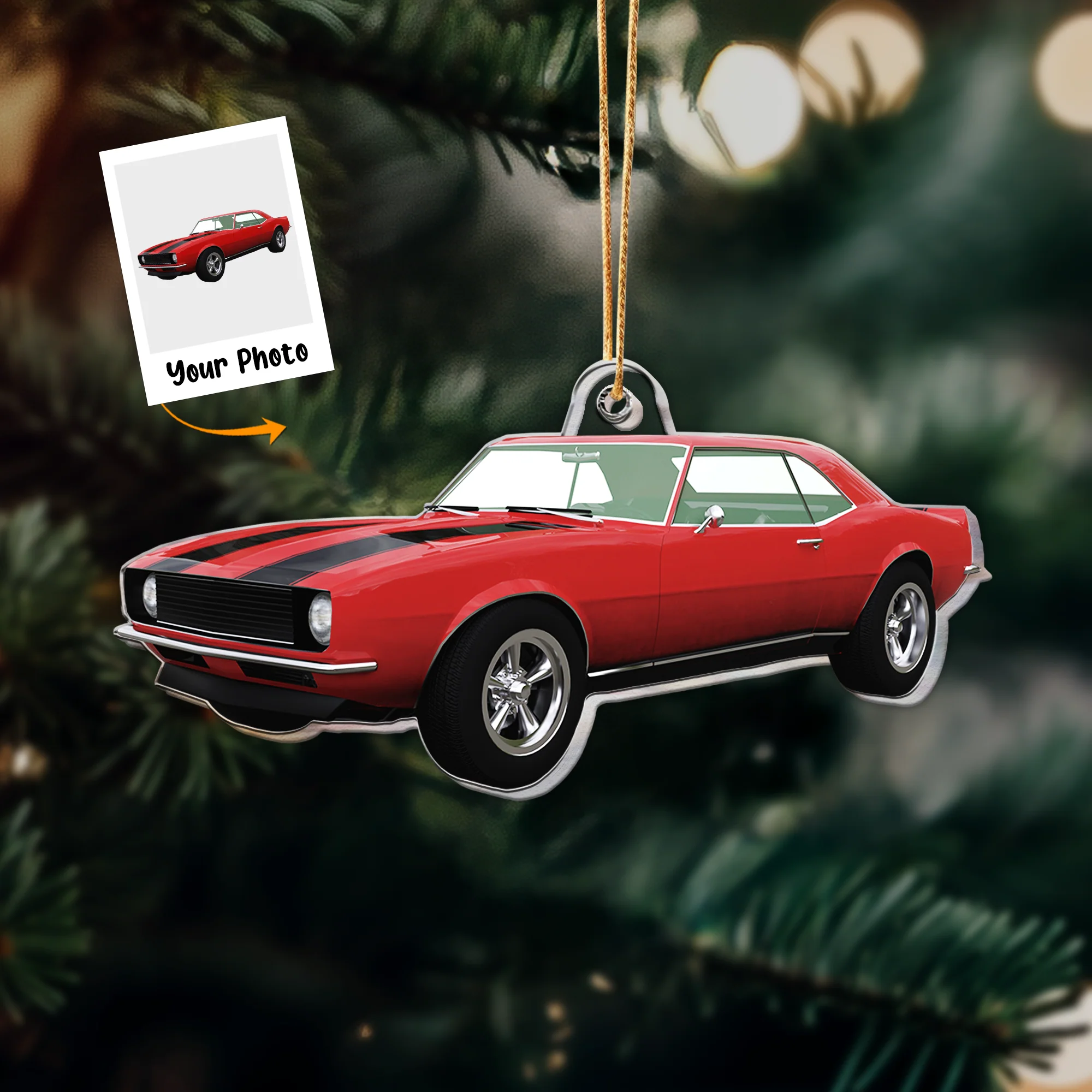 Christmas Car Gift For Family - Personalized Acrylic Photo Ornament - Image 2