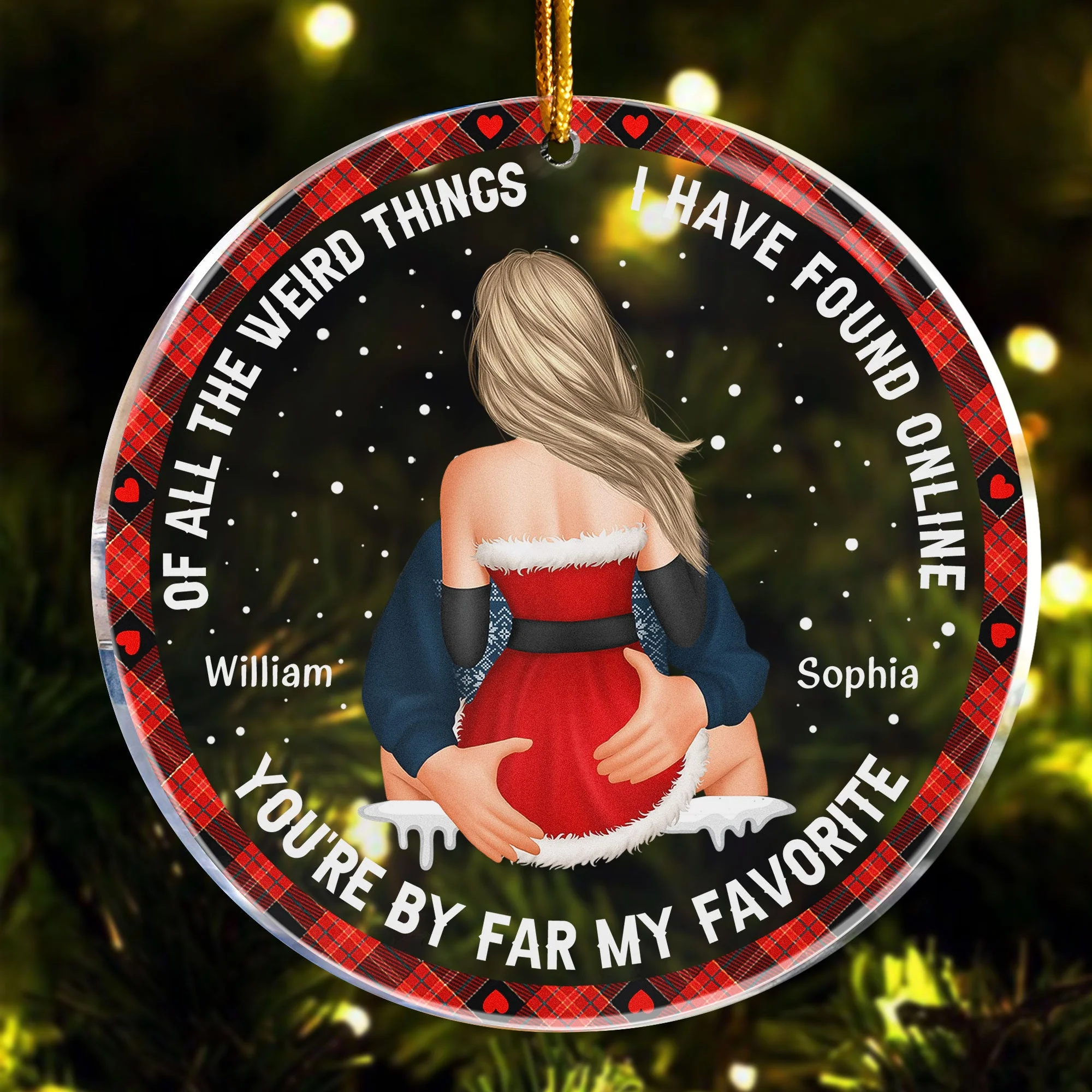 Christmas Couple You Are My Favorite By Far Gift For Couples - Personalized Acrylic Ornament - Image 5