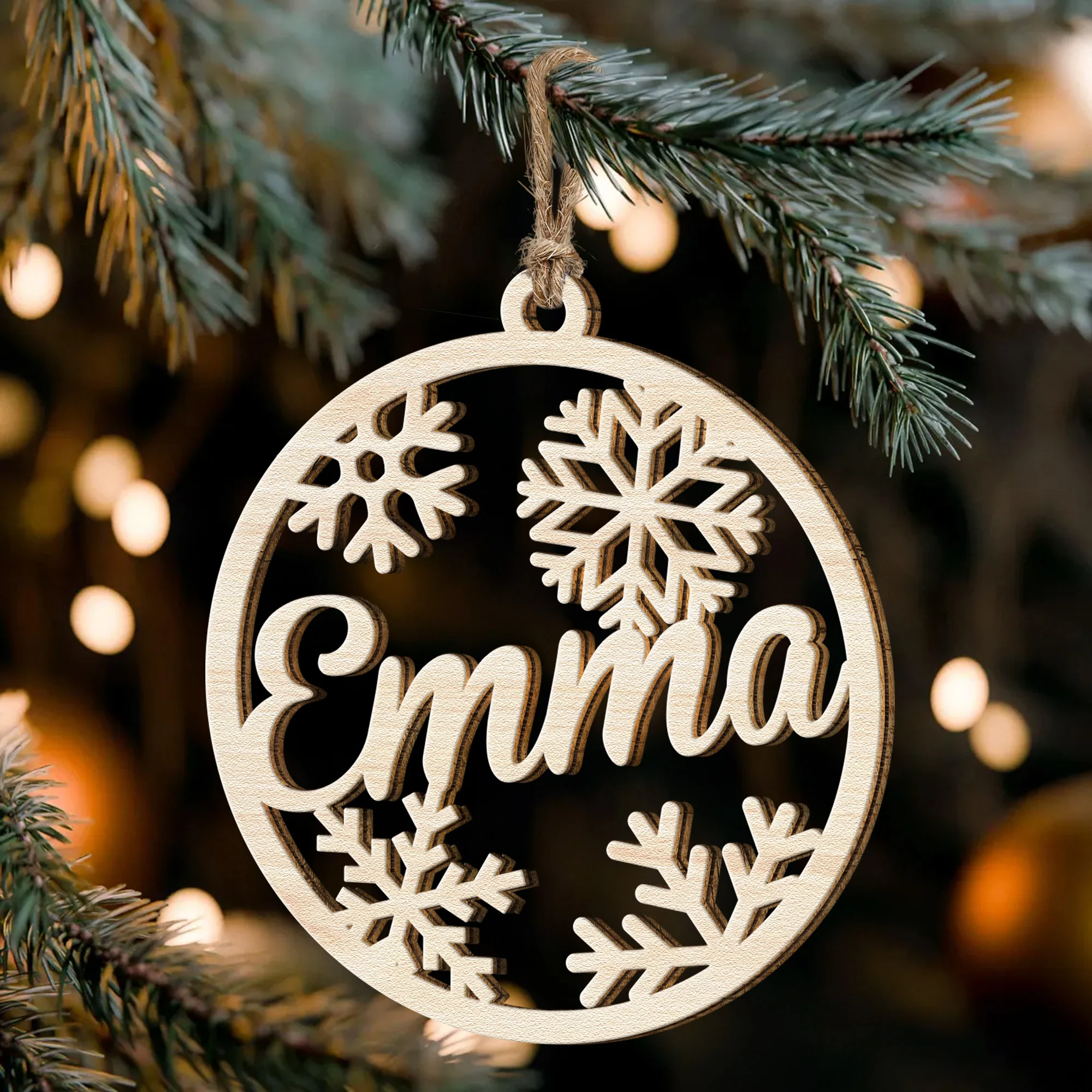 Christmas Custom Family & Pets Names - Personalized Custom Shaped Wooden Ornament - Image 5
