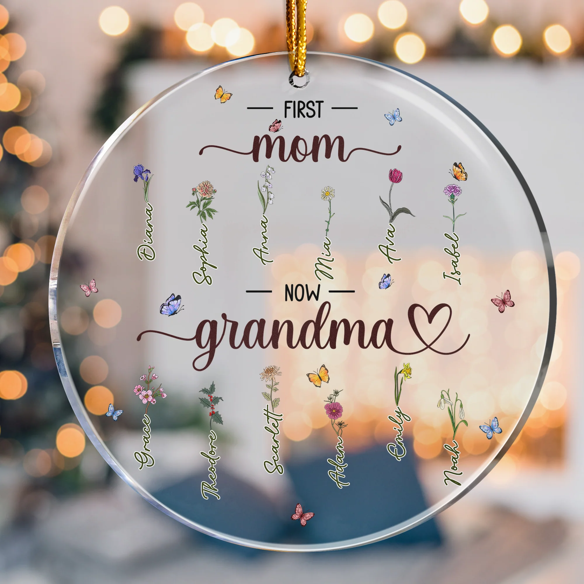 Christmas Decorations First Mom Now Grandma - Personalized Acrylic Ornament - Image 2