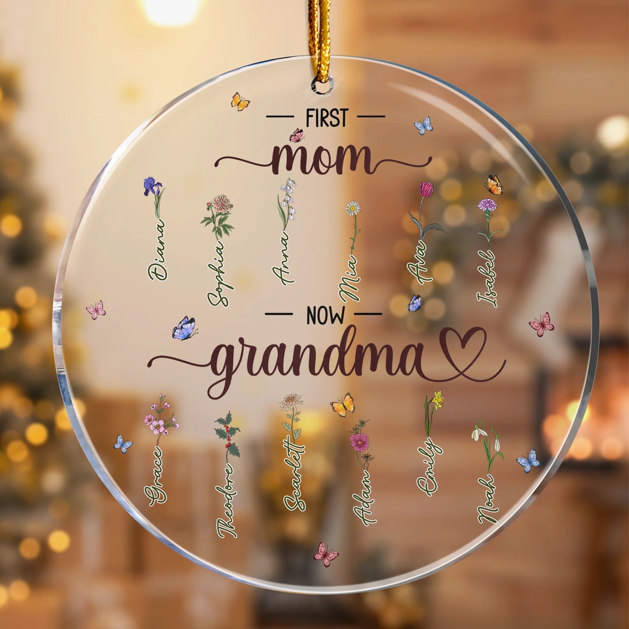 Christmas Decorations First Mom Now Grandma - Personalized Acrylic Ornament - Image 3