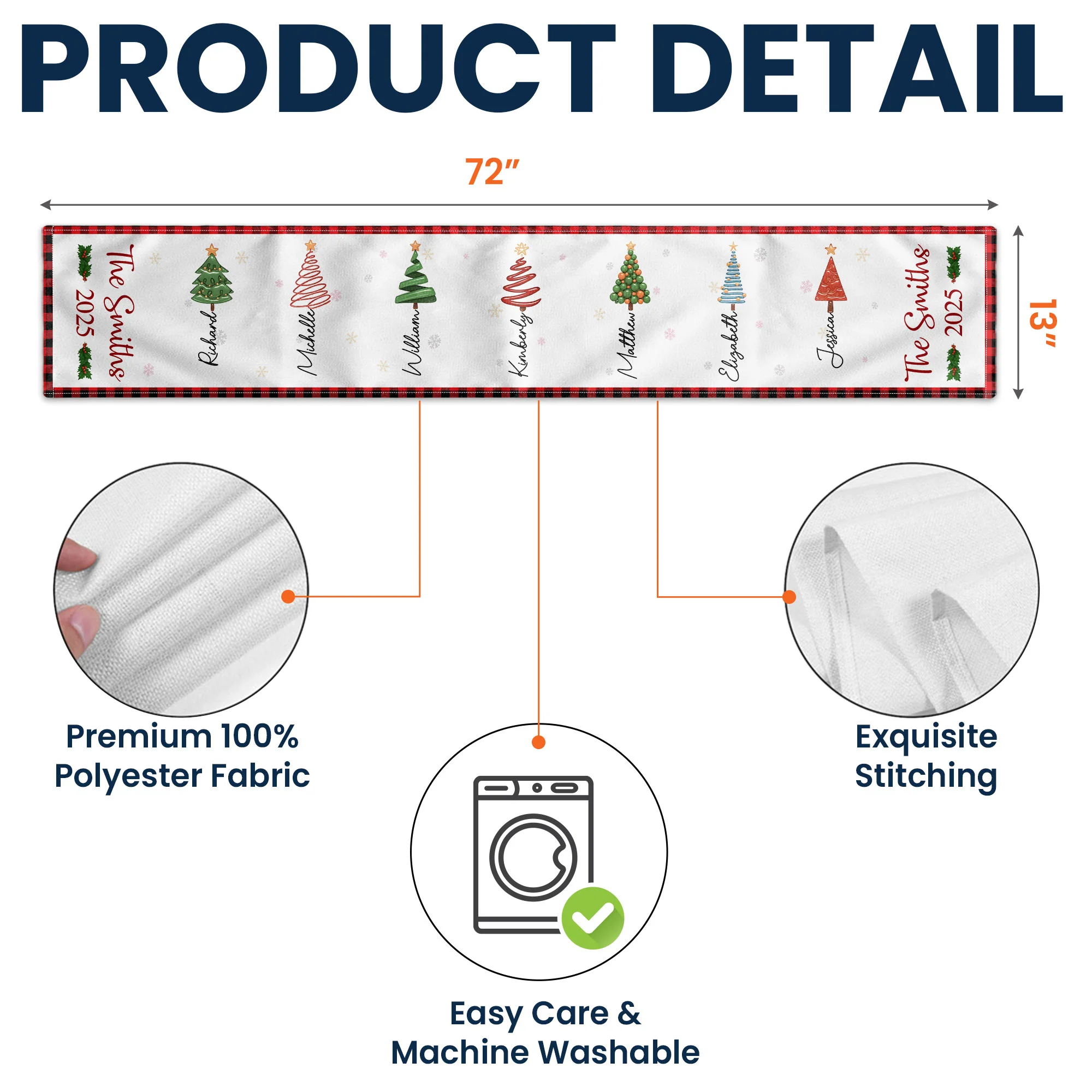 Christmas Family Tree - Personalized Table Runner - Image 6
