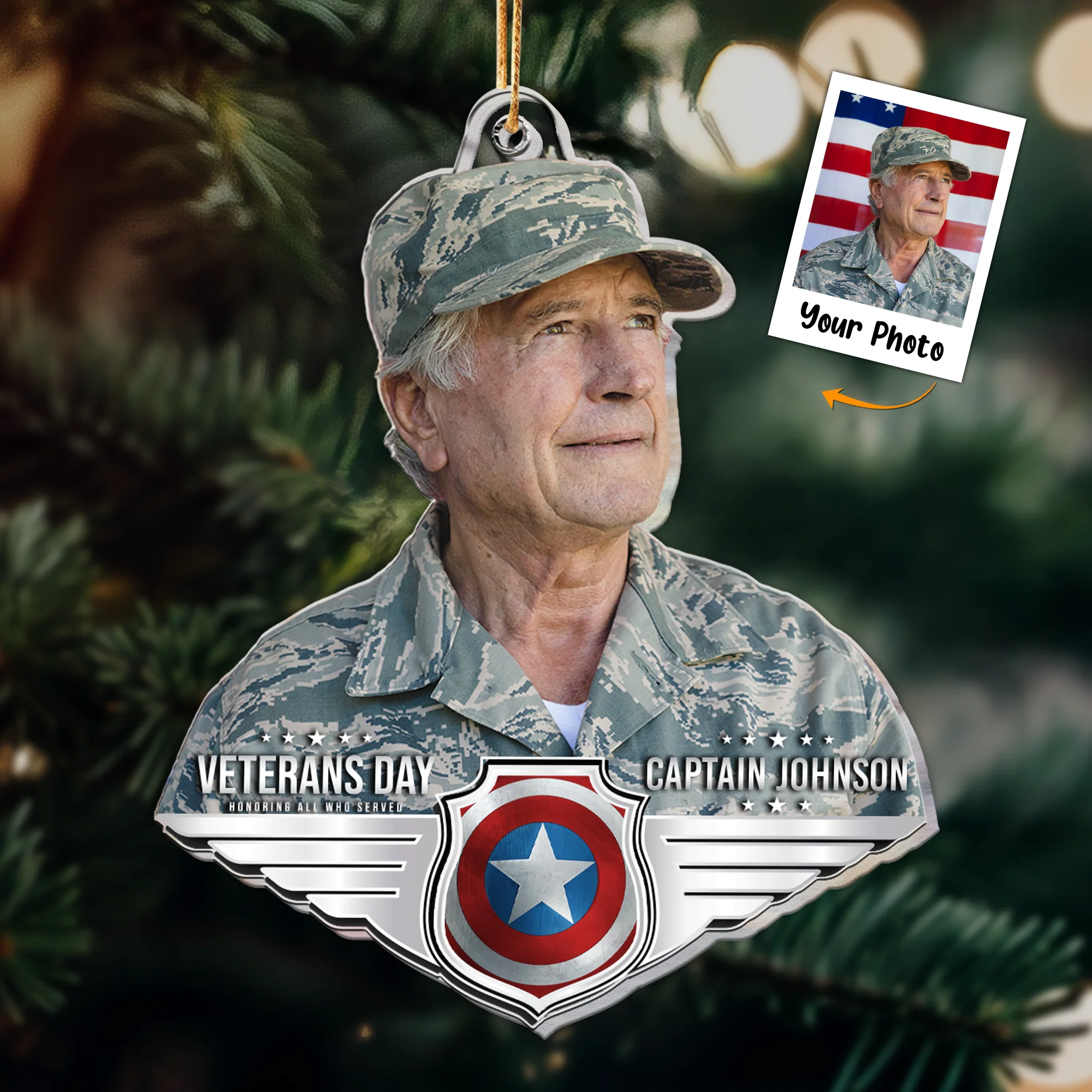 Christmas Gift For Soldier, Veteran Day - Personalized Acrylic Photo Ornament - Image 2