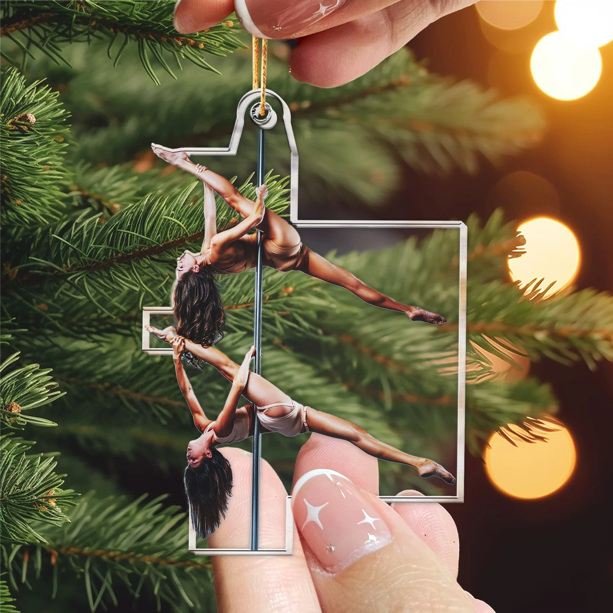 Christmas Gifts For Pole Dancers - Personalized Acrylic Photo Ornament - Image 4