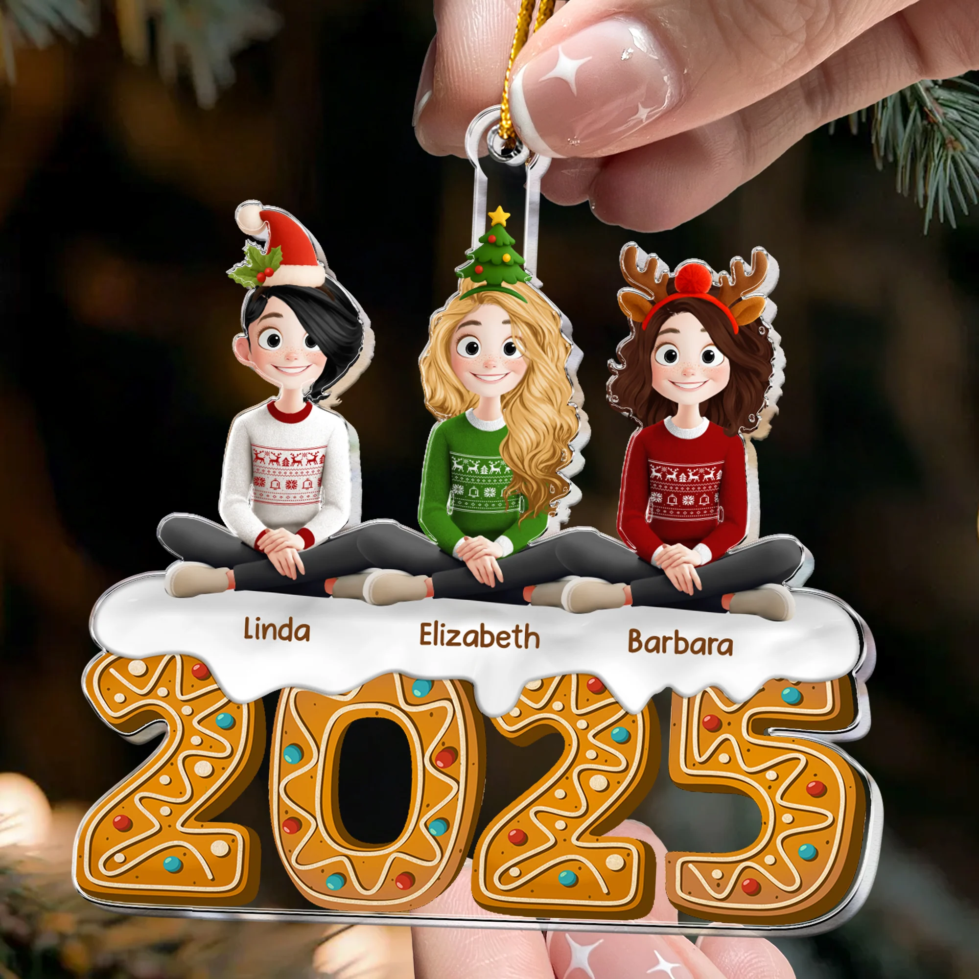 Christmas Gingerbread Friends Together - Christmas Gifts For Friends - Personalized Acrylic Ornament - Image 2
