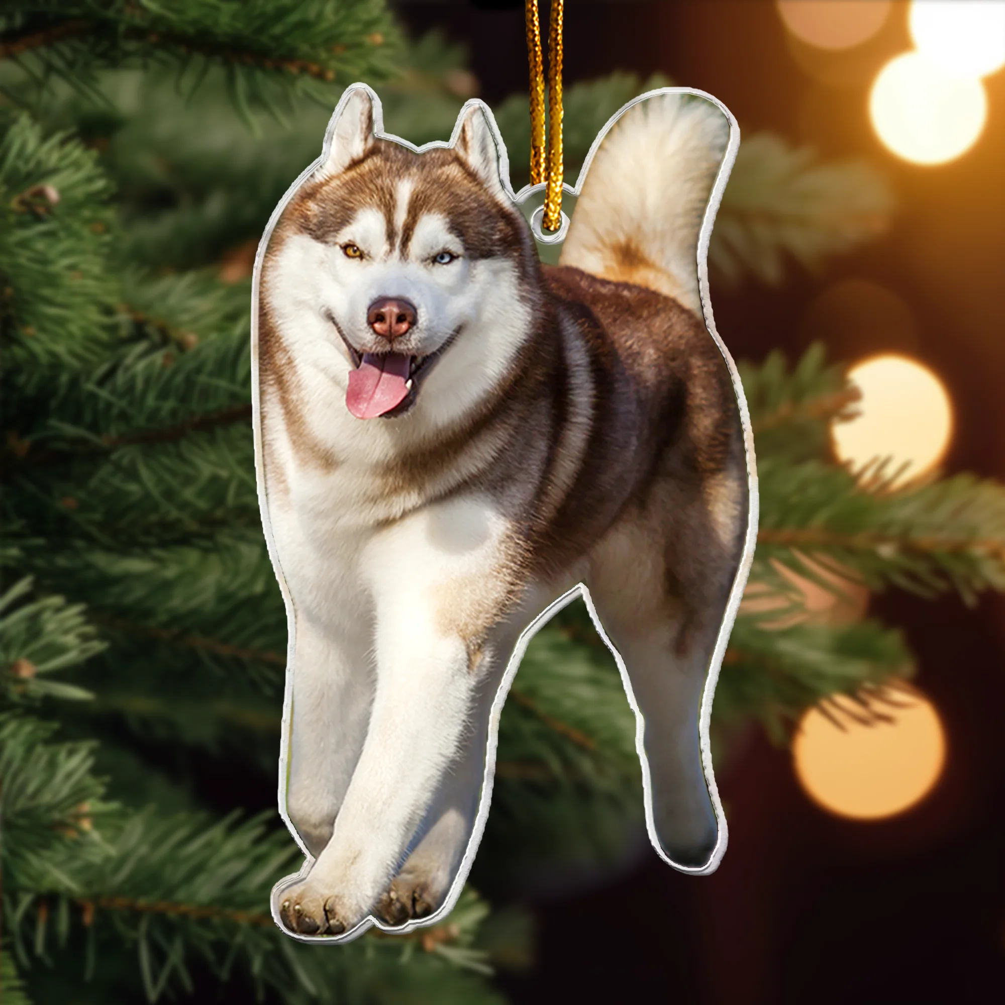 Christmas Husky Ornament Siberian Husky Gifted - Personalized Acrylic Photo Ornament - Image 5