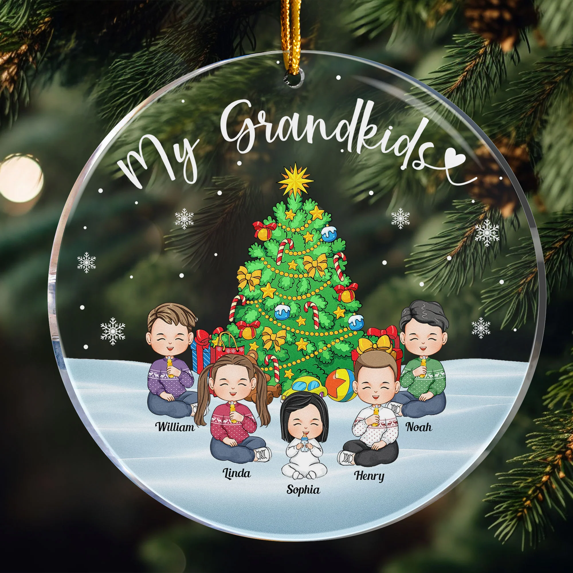 Christmas My Grandkids - Personalized Acrylic Ornament - Image 2