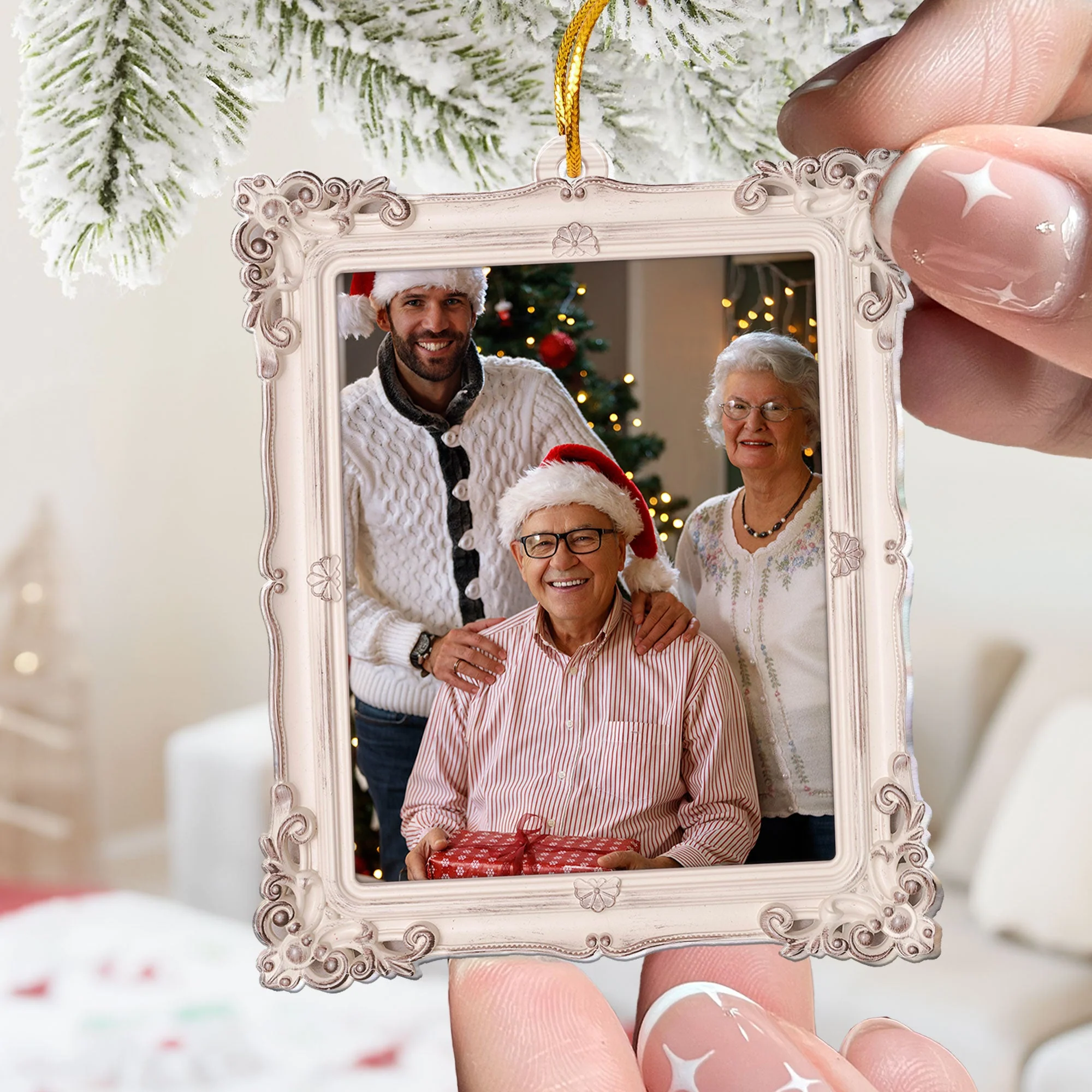 Christmas Ornament Custom Photo Frame - Personalized Acrylic Photo Ornament - Image 2