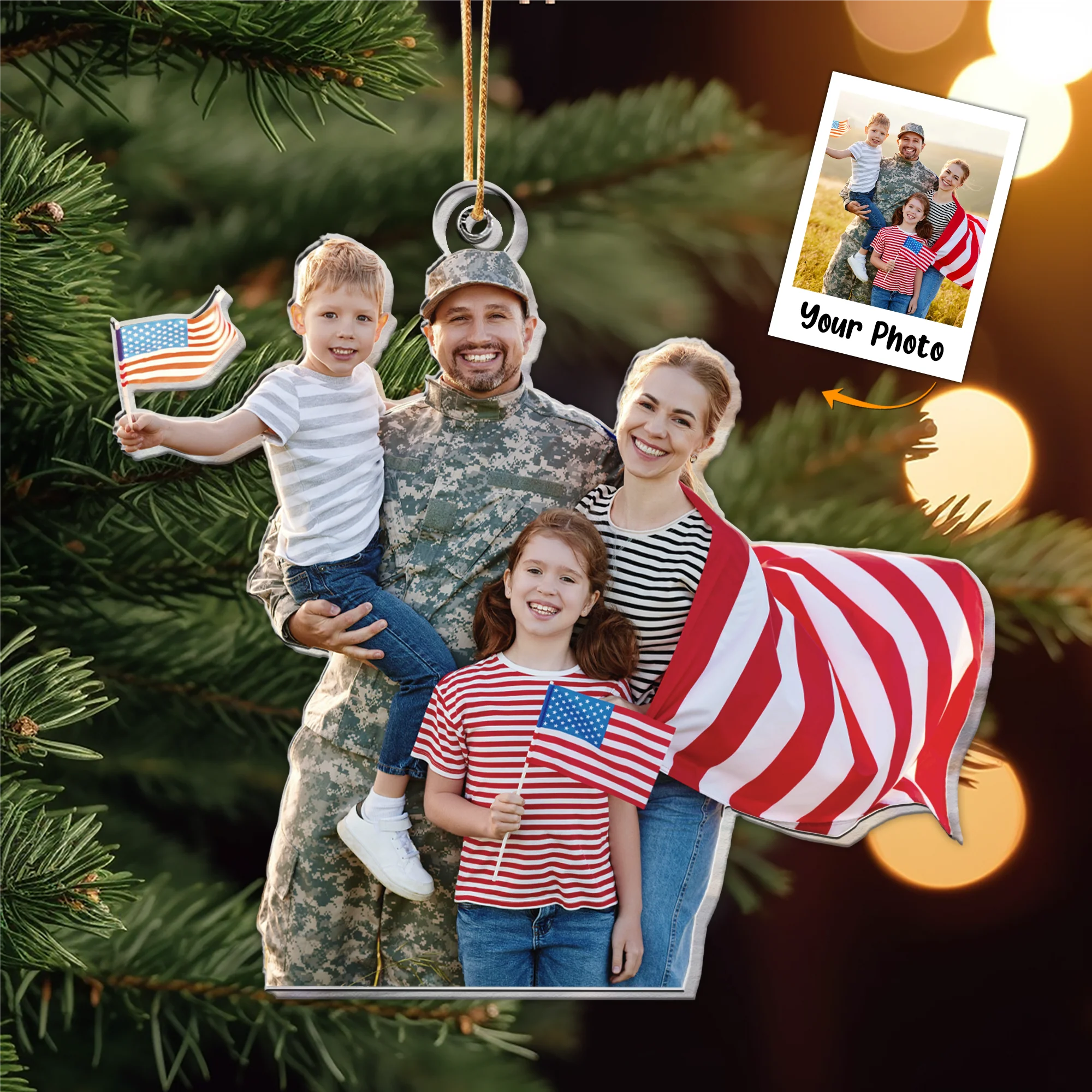 Christmas Ornament Gift For Military Families - Personlized Acrylic Photo Ornament - Image 2