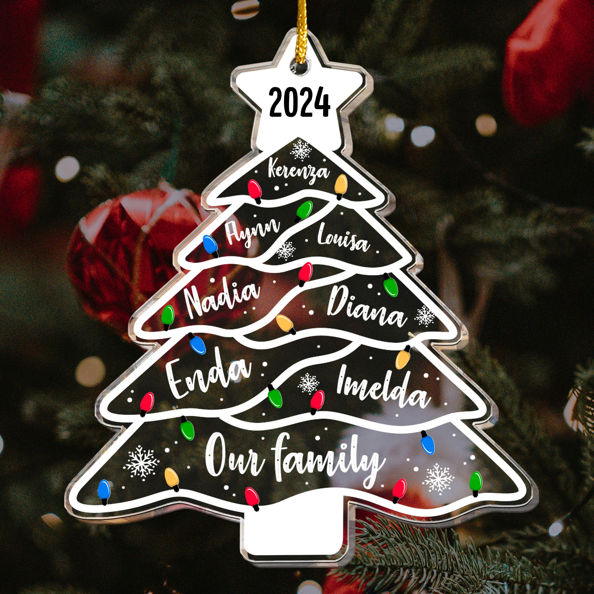 Christmas Ornament Our Family Christmas - Personalized Acrylic Ornament - Image 5