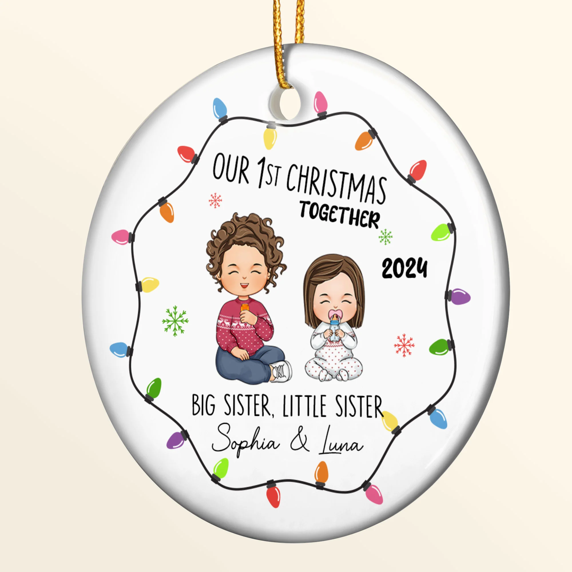 Christmas Sister And Brother - Personalized Ceramic Ornament - Image 5