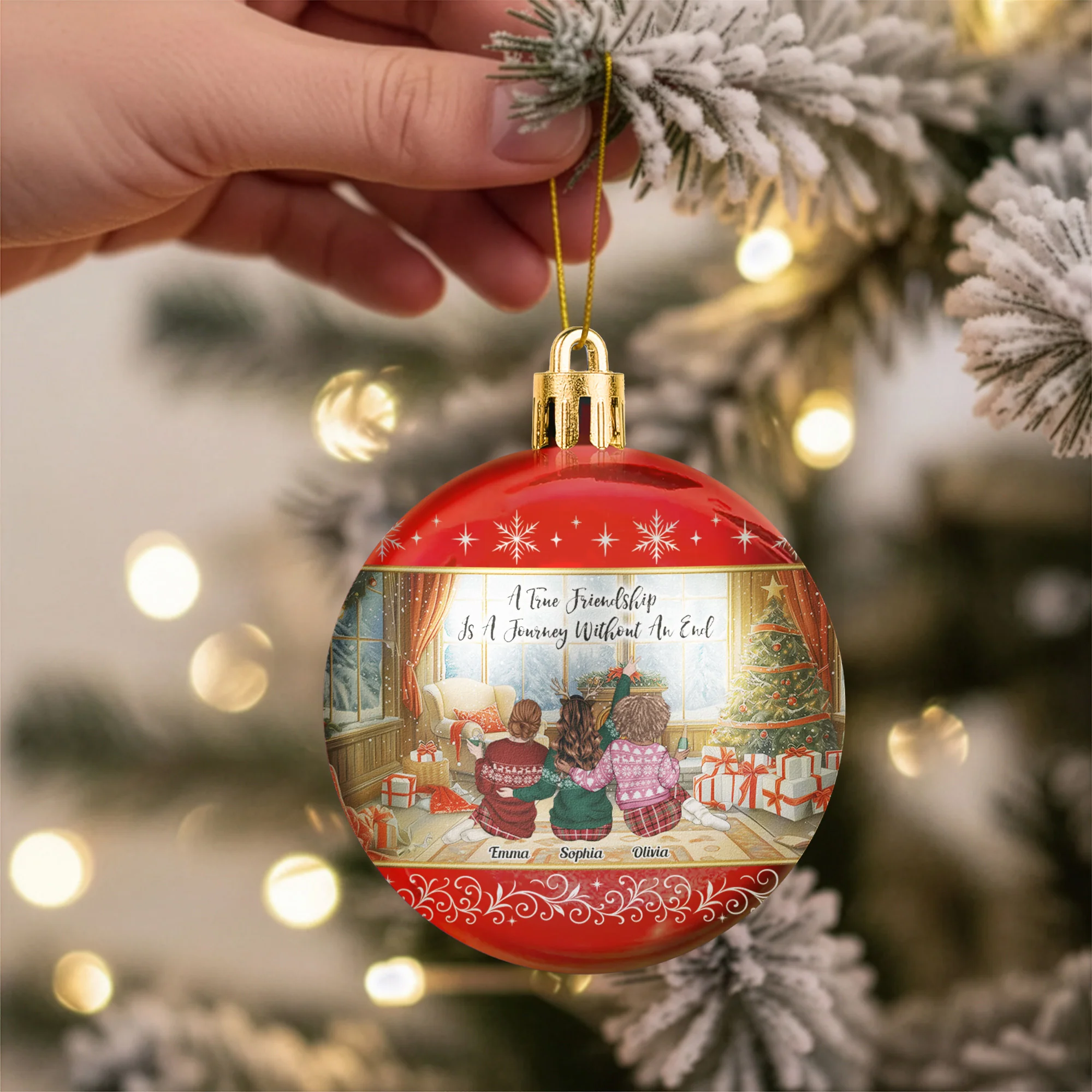 Christmas Thank You Friendship Gifts For Bestie, Friend, Sister - Personalized Ball Ornament - Image 3