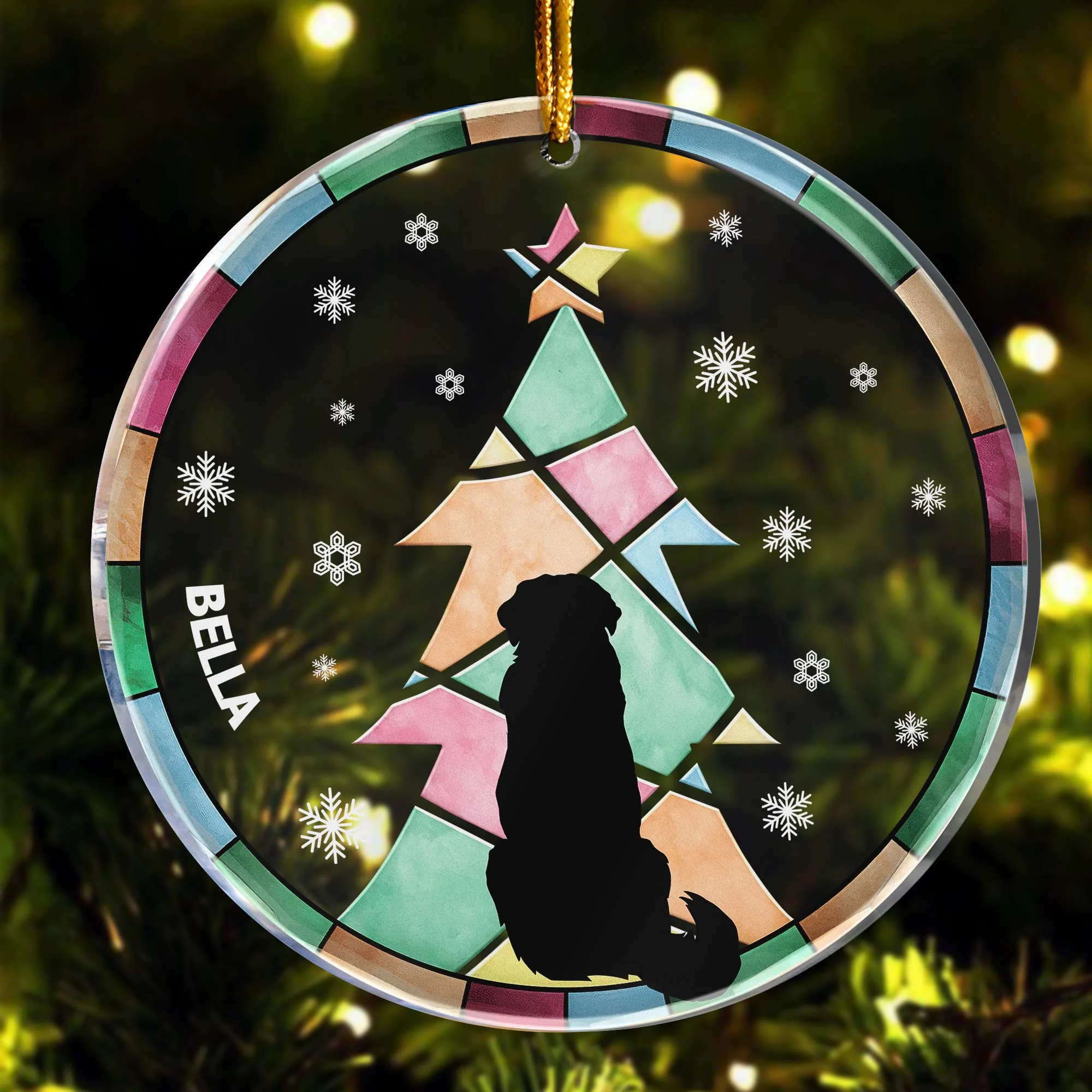 Christmas Tree Black Backside Dog - Personalized Acrylic Ornament - Image 2