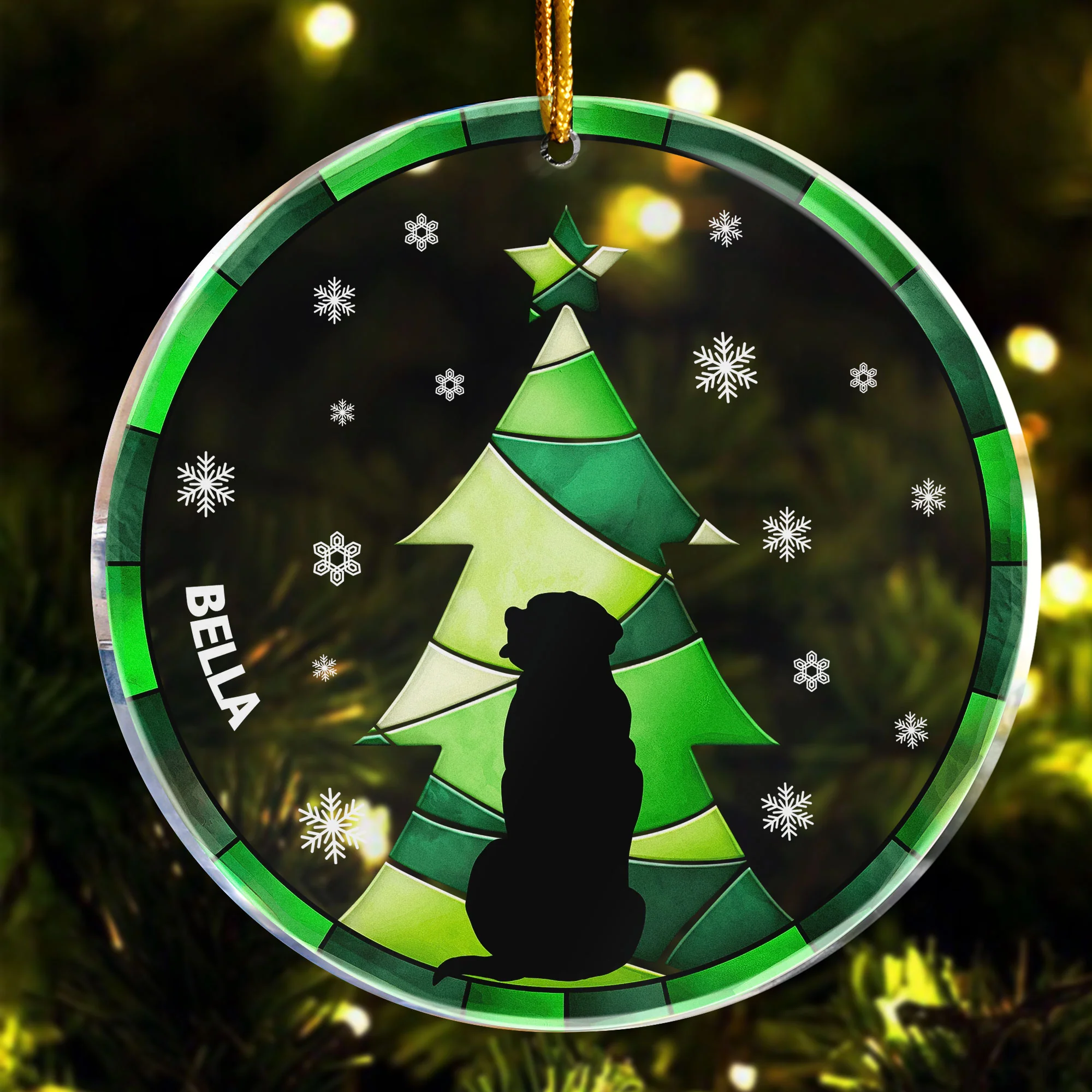 Christmas Tree Black Backside Dog - Personalized Acrylic Ornament - Image 5