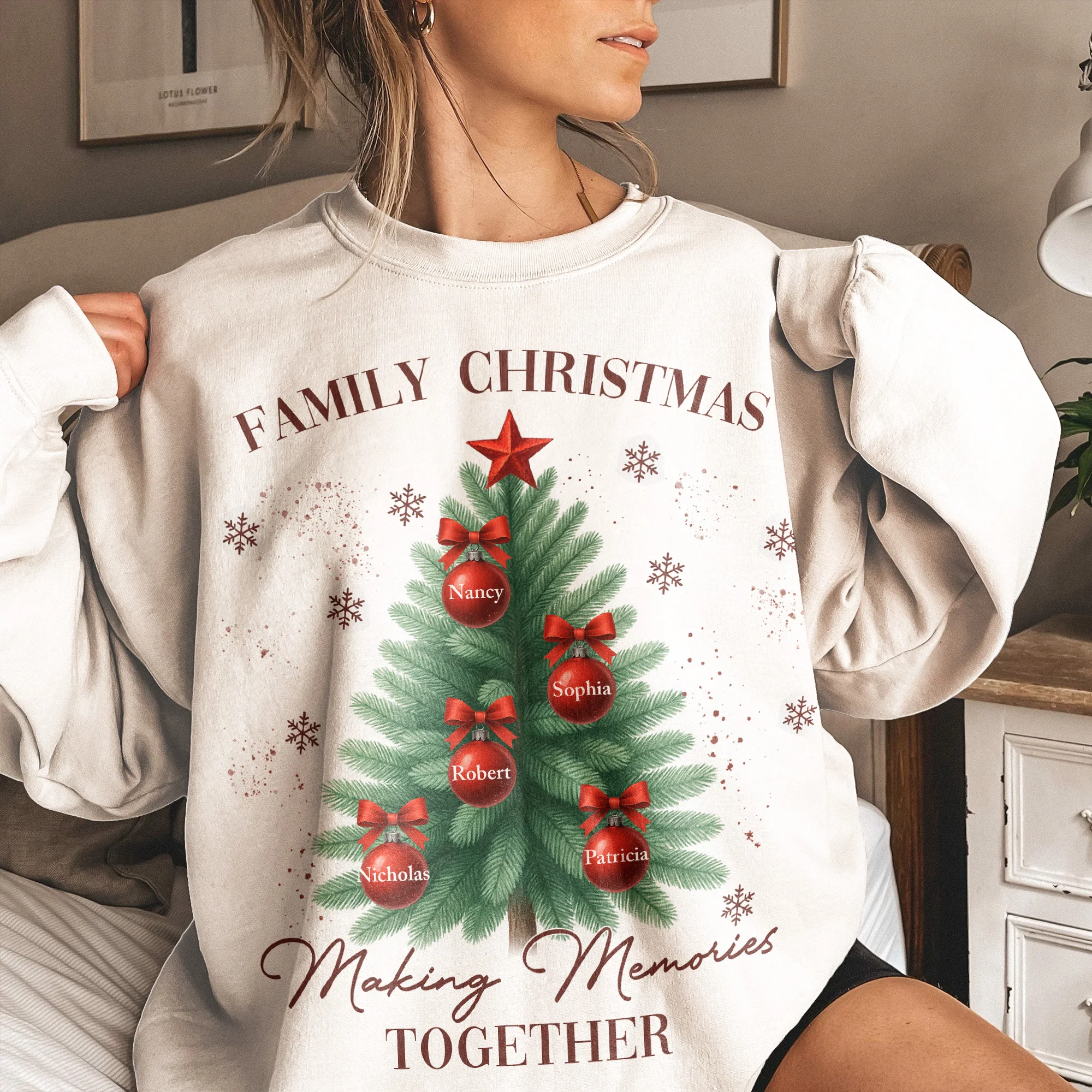 Christmas Tree Family Names Matching Shirts - Personalized Sweatshirt - Image 2