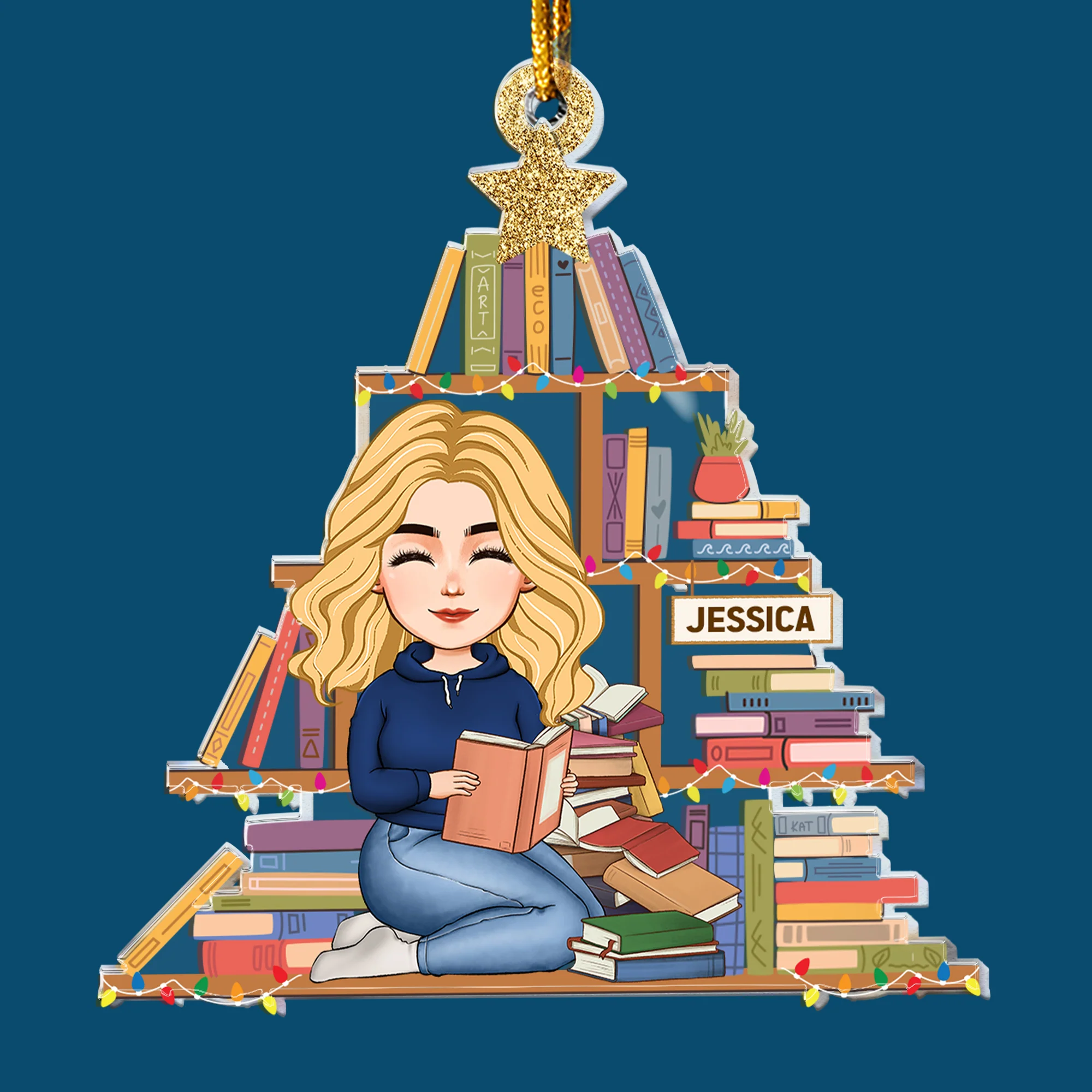Christmas Tree Merry Bookmas - Personalized Acrylic Ornament - Image 5