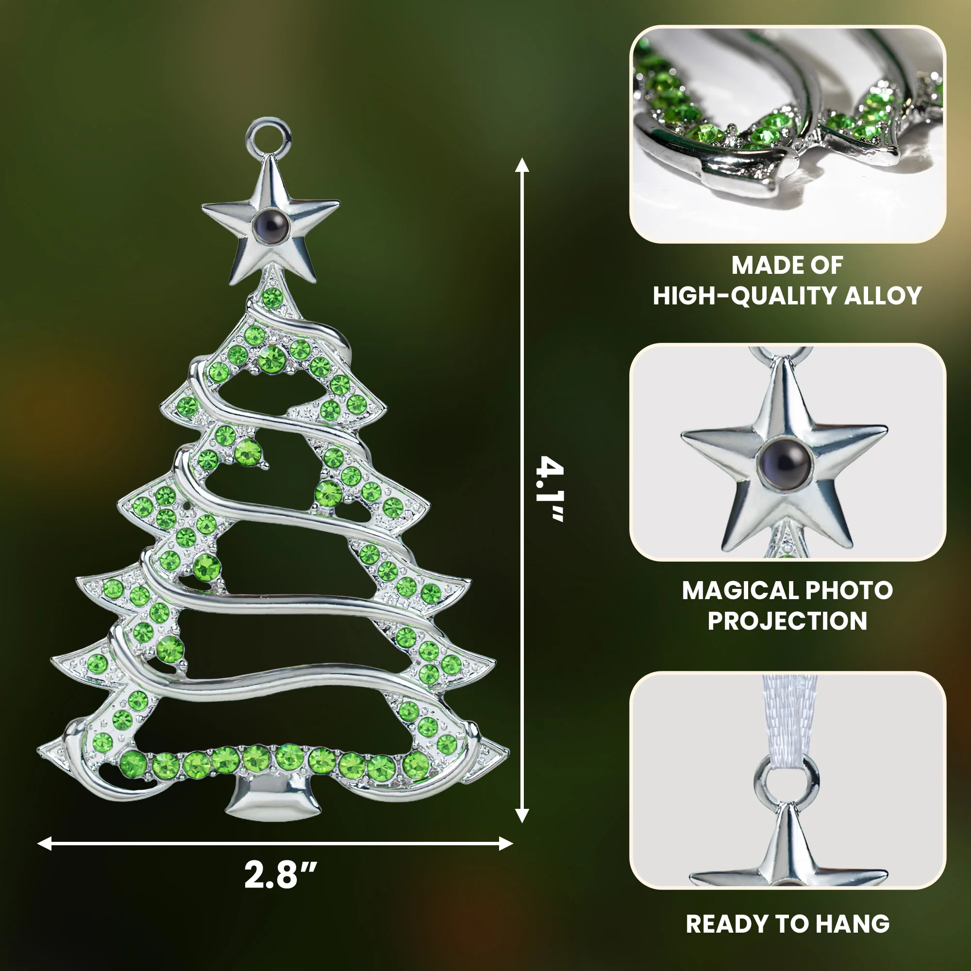 Christmas Tree-Shaped Keepsake - Personalized Photo Projection Ornament - Image 4