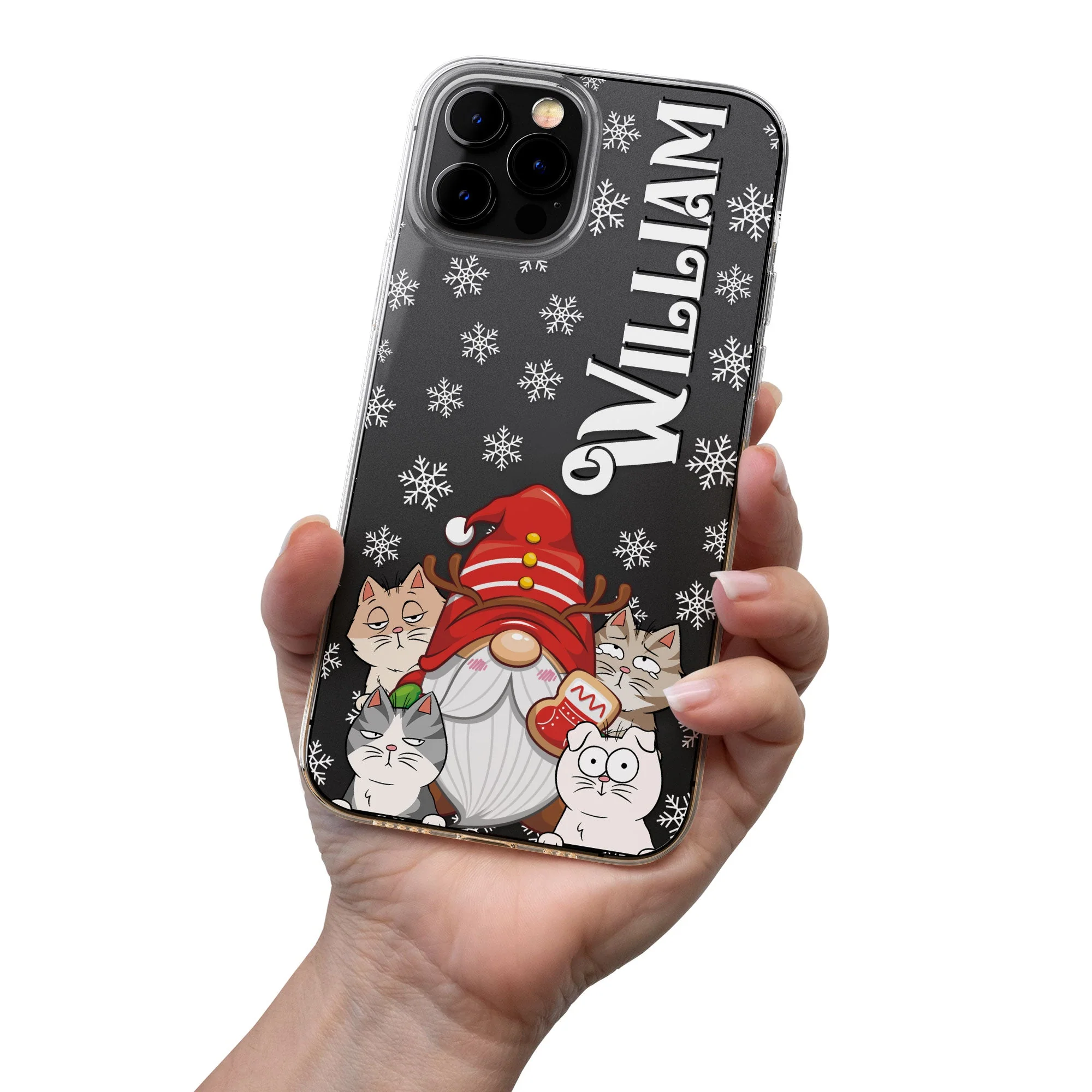 Christmas With My Cats - Personalized Clear Phone Case - Image 4
